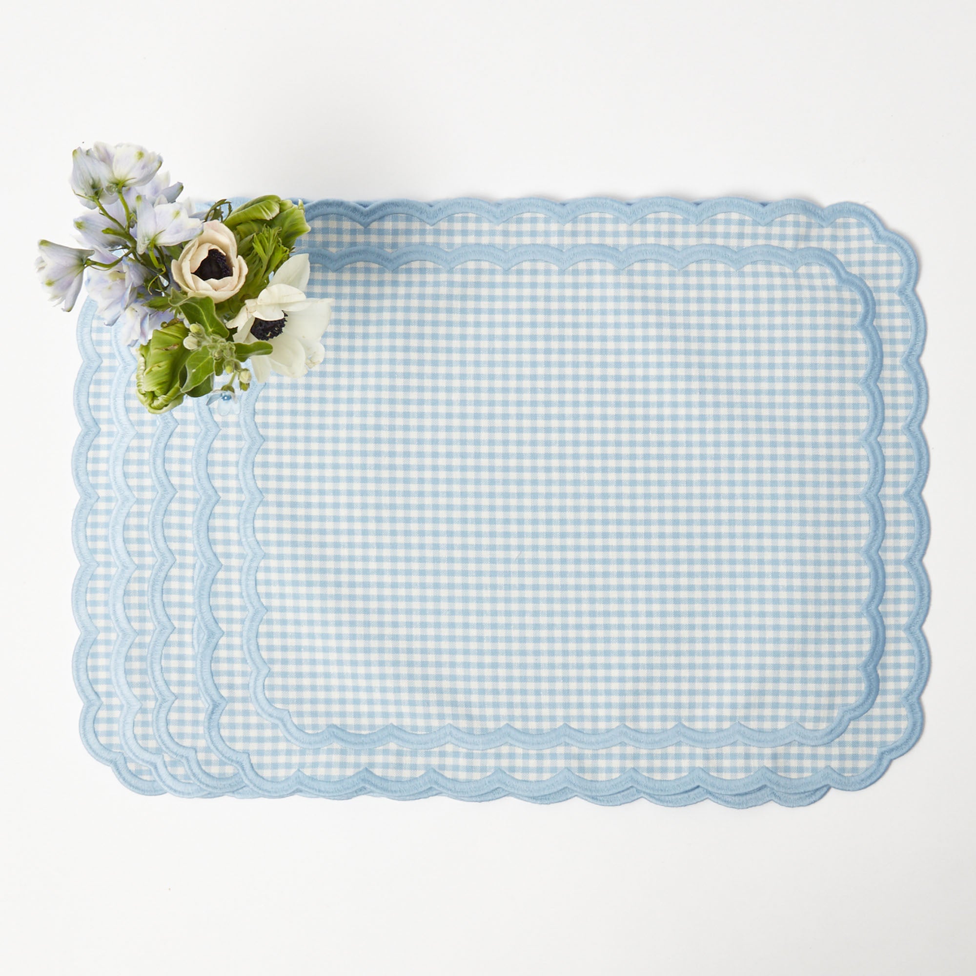 Isla Blue Gingham Placemats & Napkins  (Set of 4)