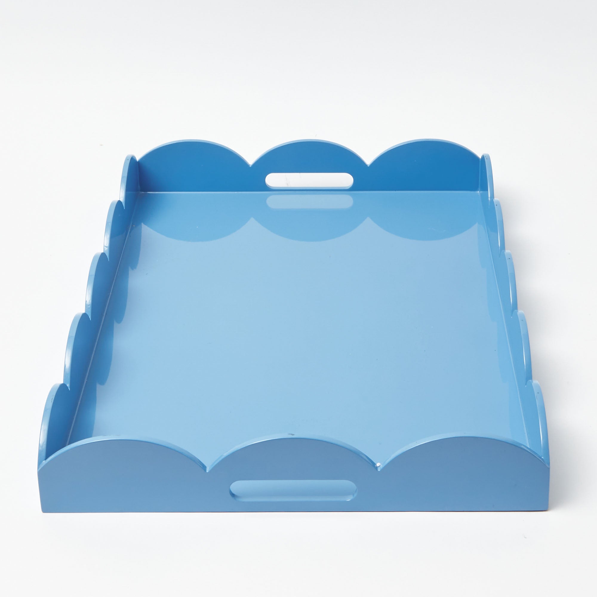 Blue Lacquer Scalloped Tray