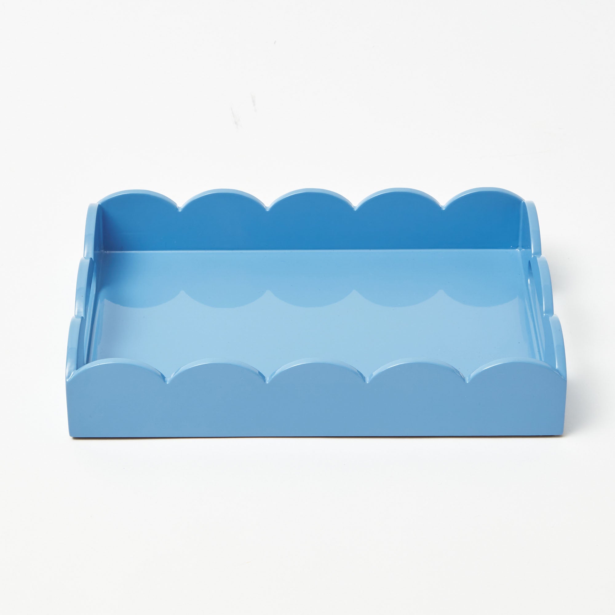 Small Blue Lacquer Scalloped Tray