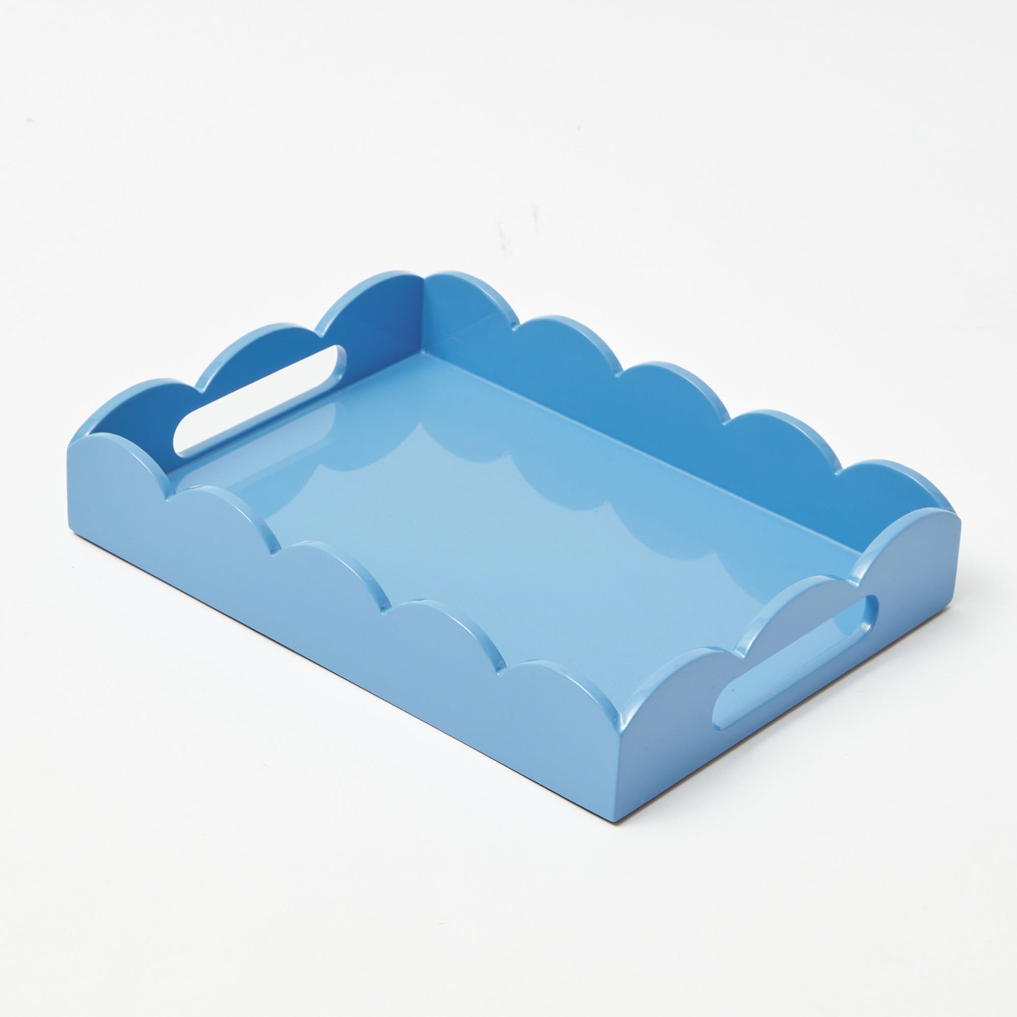 Small Blue Lacquer Scalloped Tray