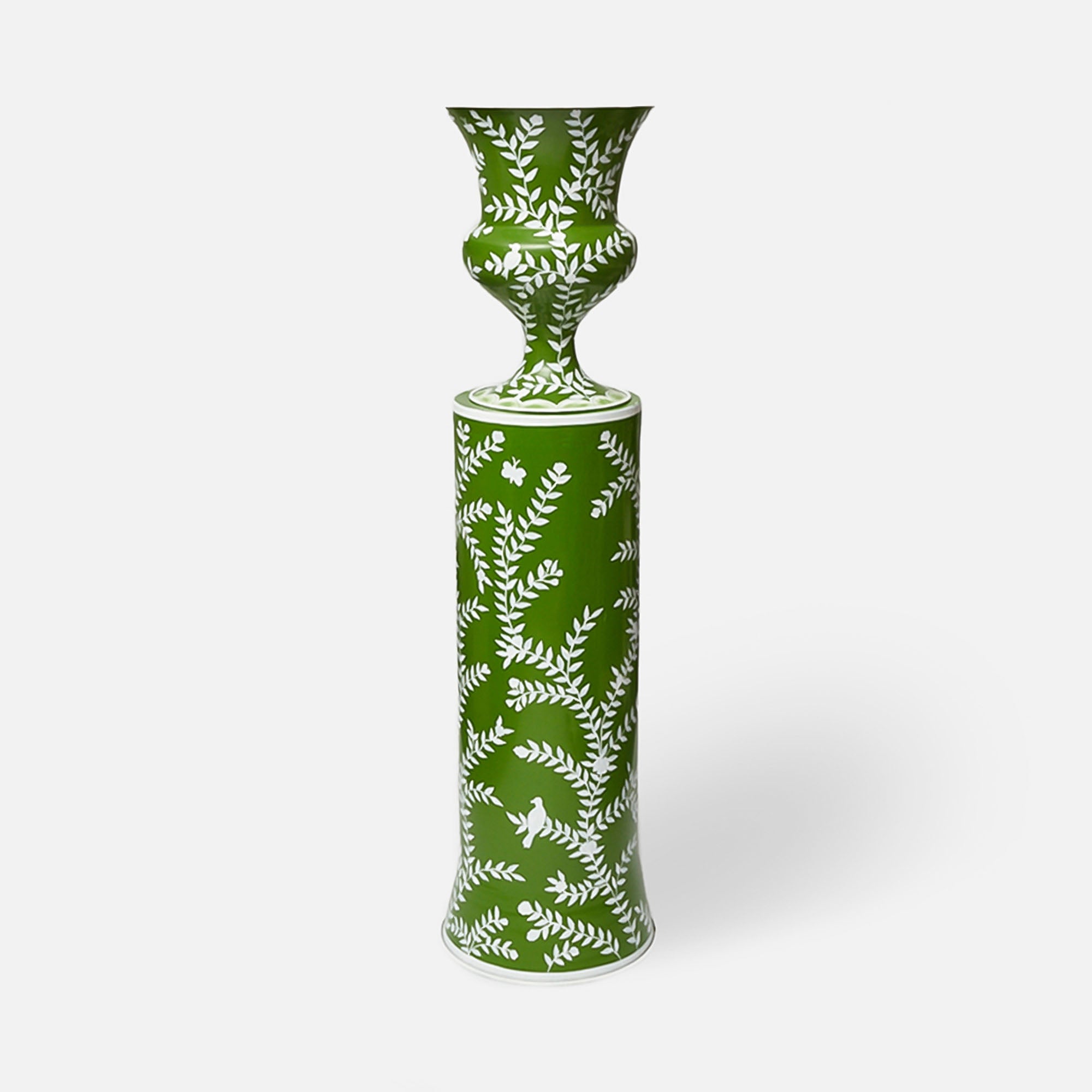 Emmeline Green Floral Urn & Pedestal