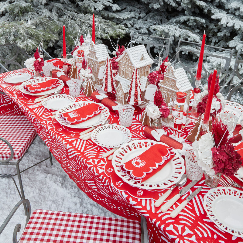 Christmas white embroidered napkins, holiday table decor, cloth