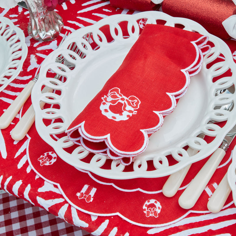 Red Christmas Table Linen Napkins. Festive Xmas Table Cloth Napkin. Christmas  Dinner Linen Napkins. Xmas Table Linens. Red Holiday Napkins 