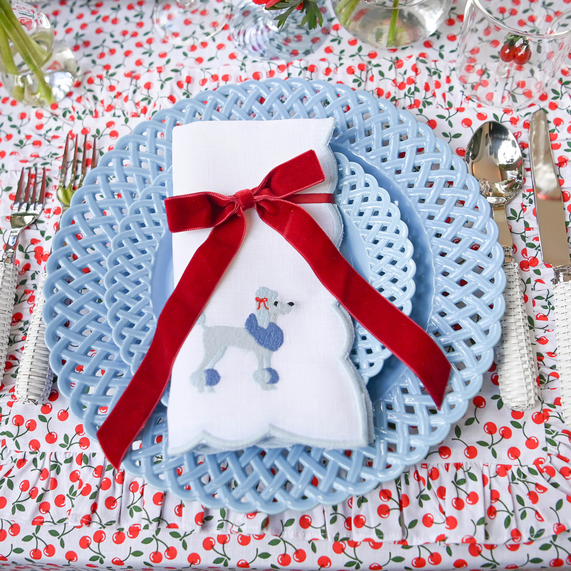 Cherry Ruffle Placemats (Set of 4)