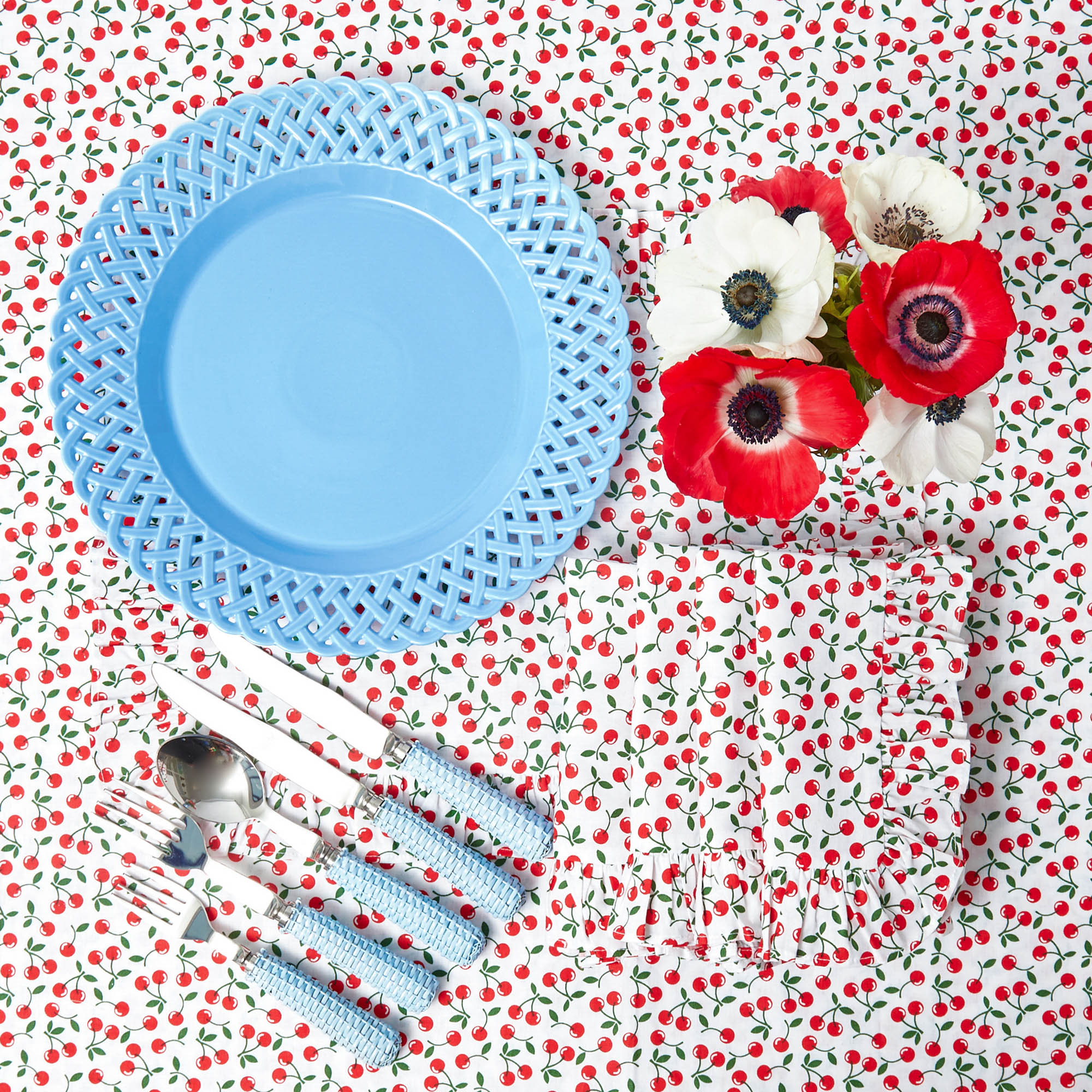 Cherry Ruffle Placemats (Set of 4)