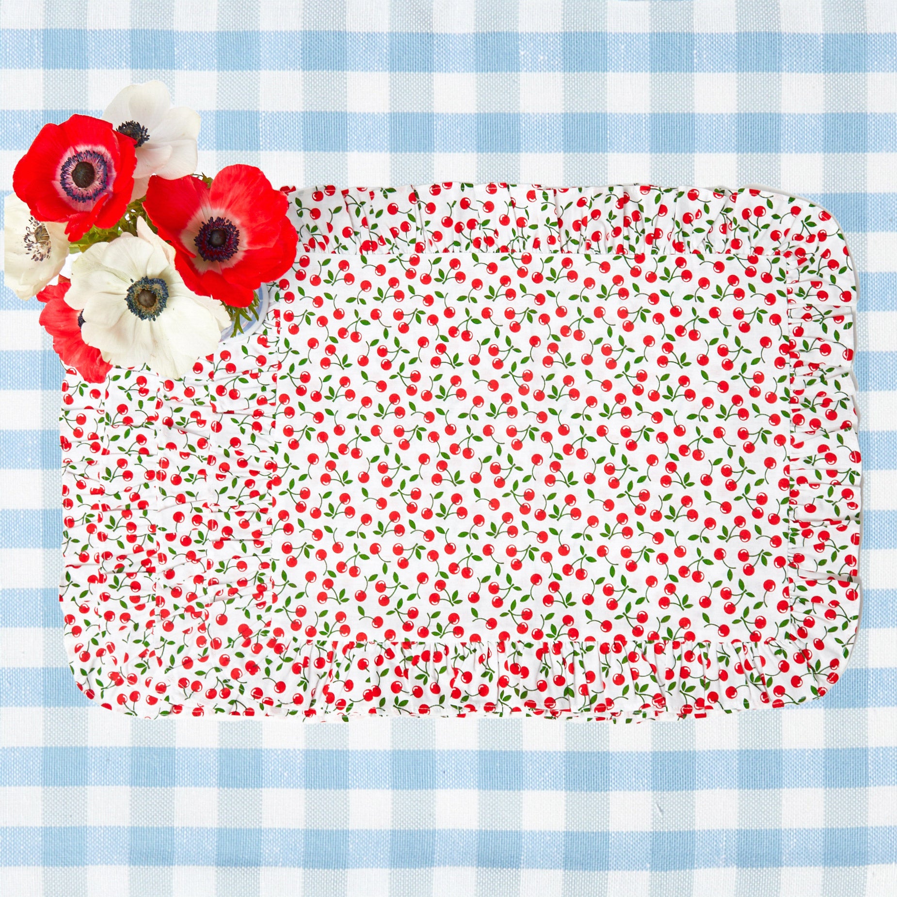 Cherry Ruffle Placemats (Set of 4)