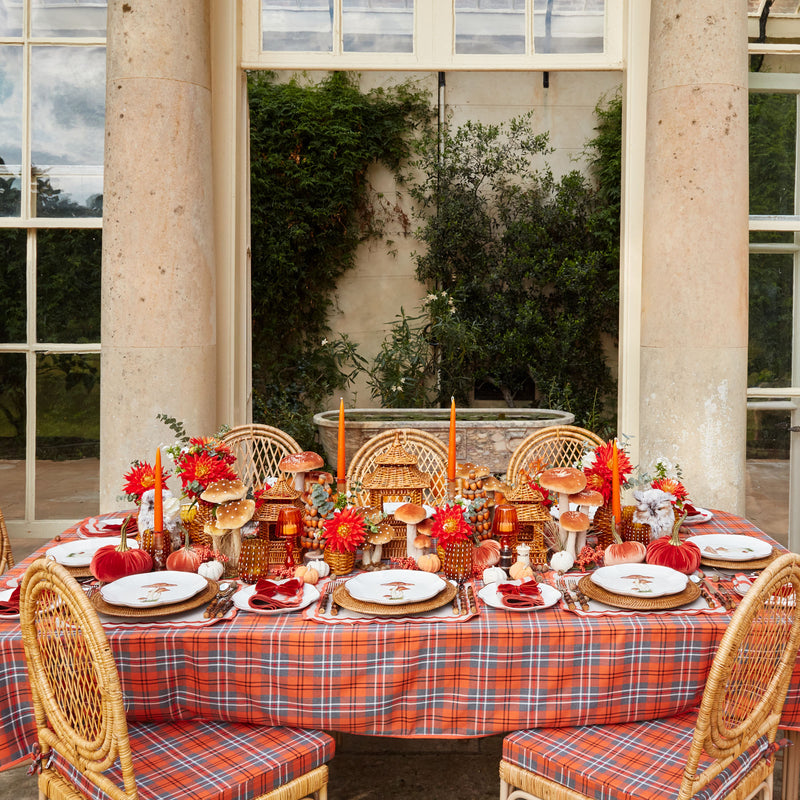 Coordinated set of seat pad cushions featuring the elegant Fife tartan.