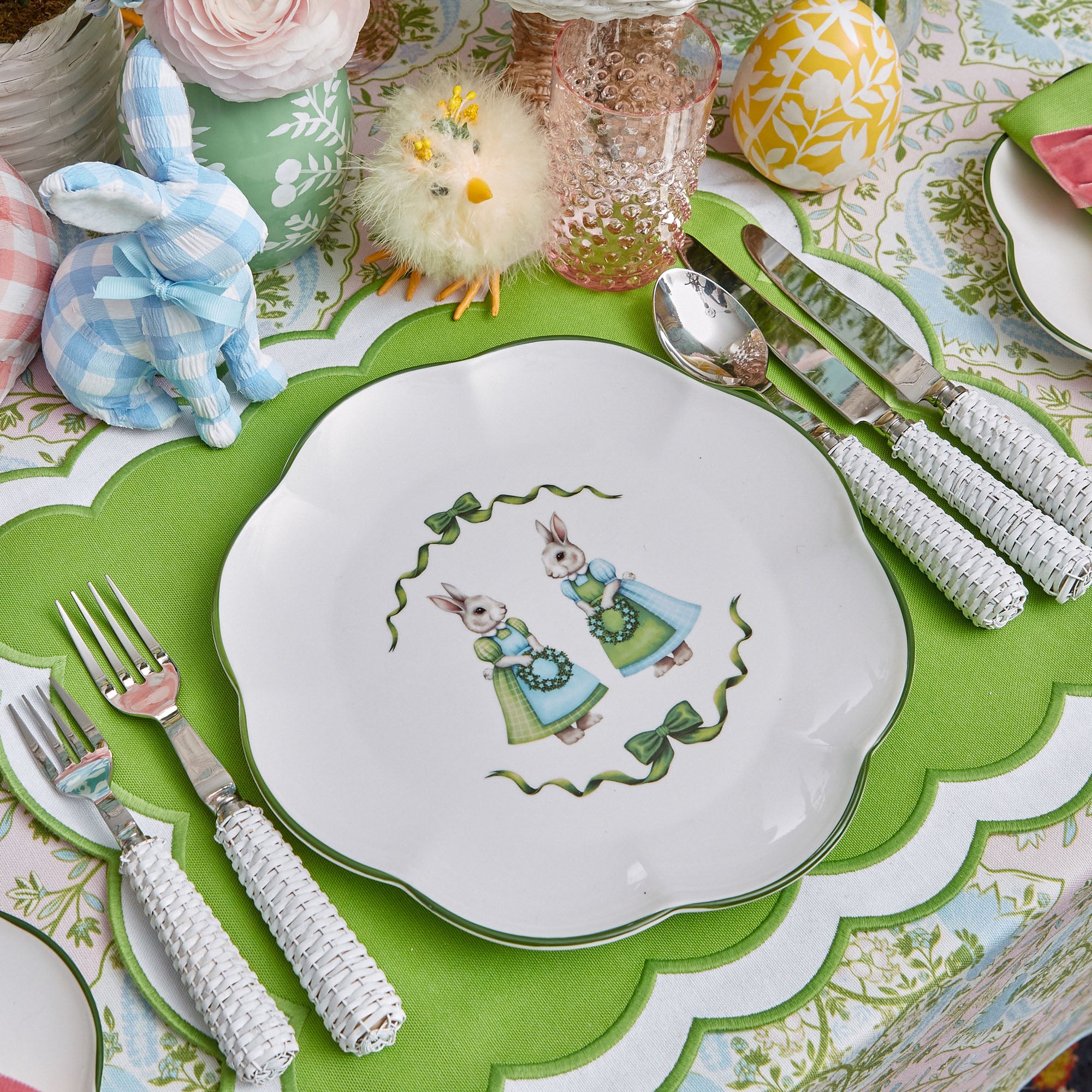 Serena Green Appliqué Placemats (Set of 4)