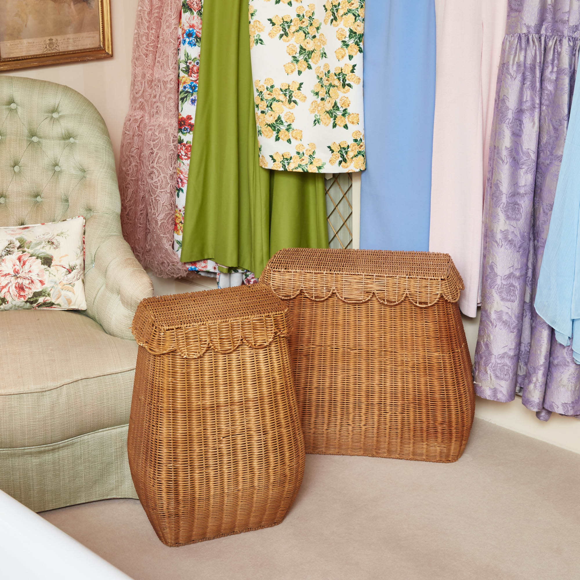 Scalloped Laundry Rattan Basket