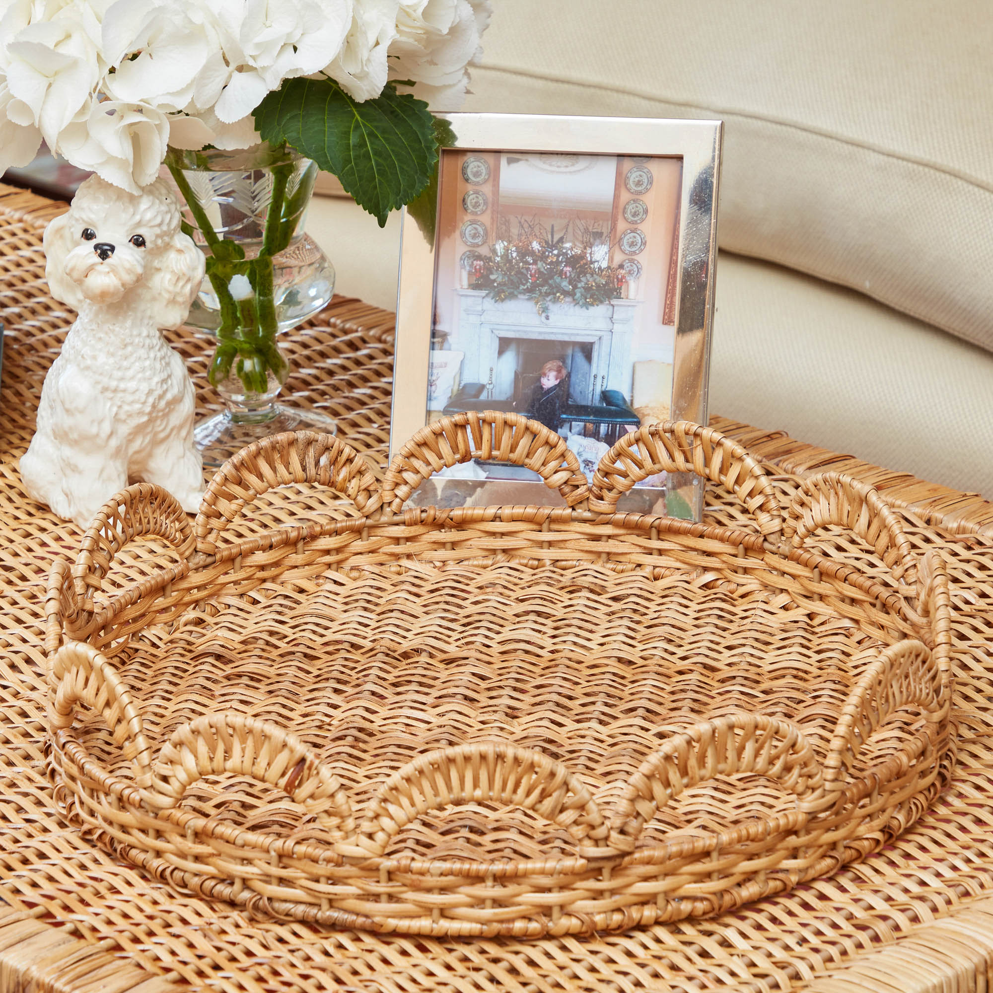 Elena Rattan Round Tray