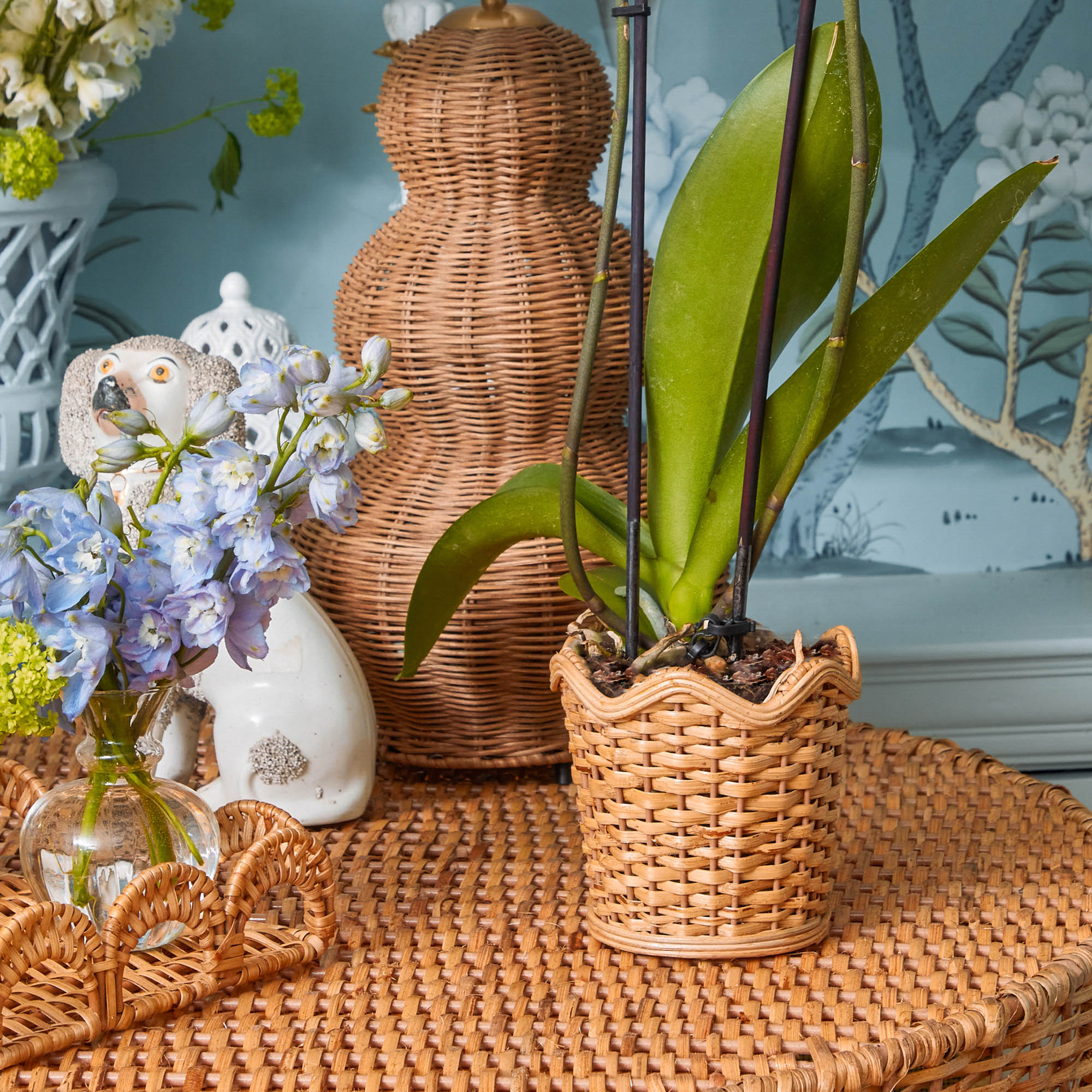 Scalloped Rattan Planter