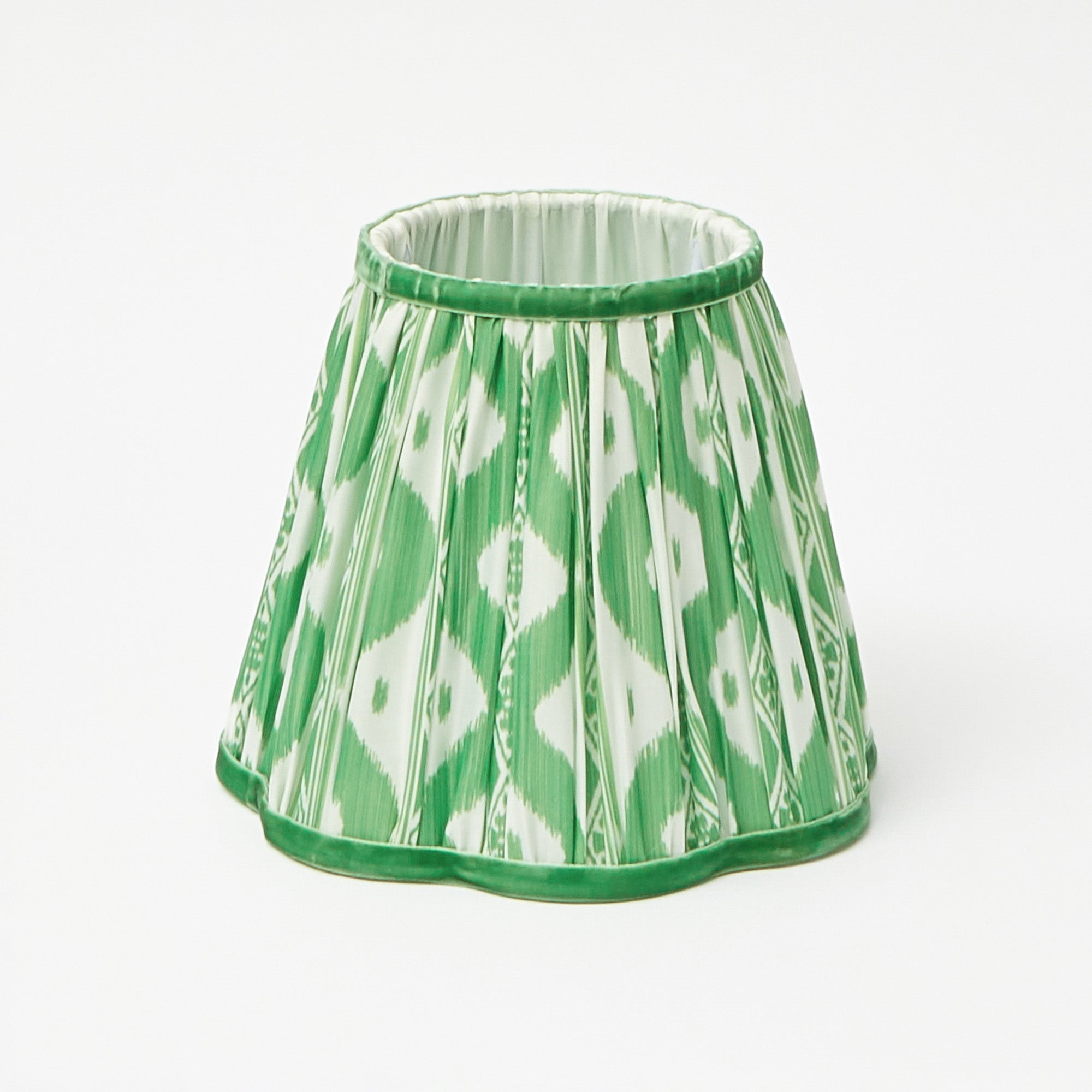 Rattan Ursula Rechargeable Lamp with Green Ikat Shade (18cm)