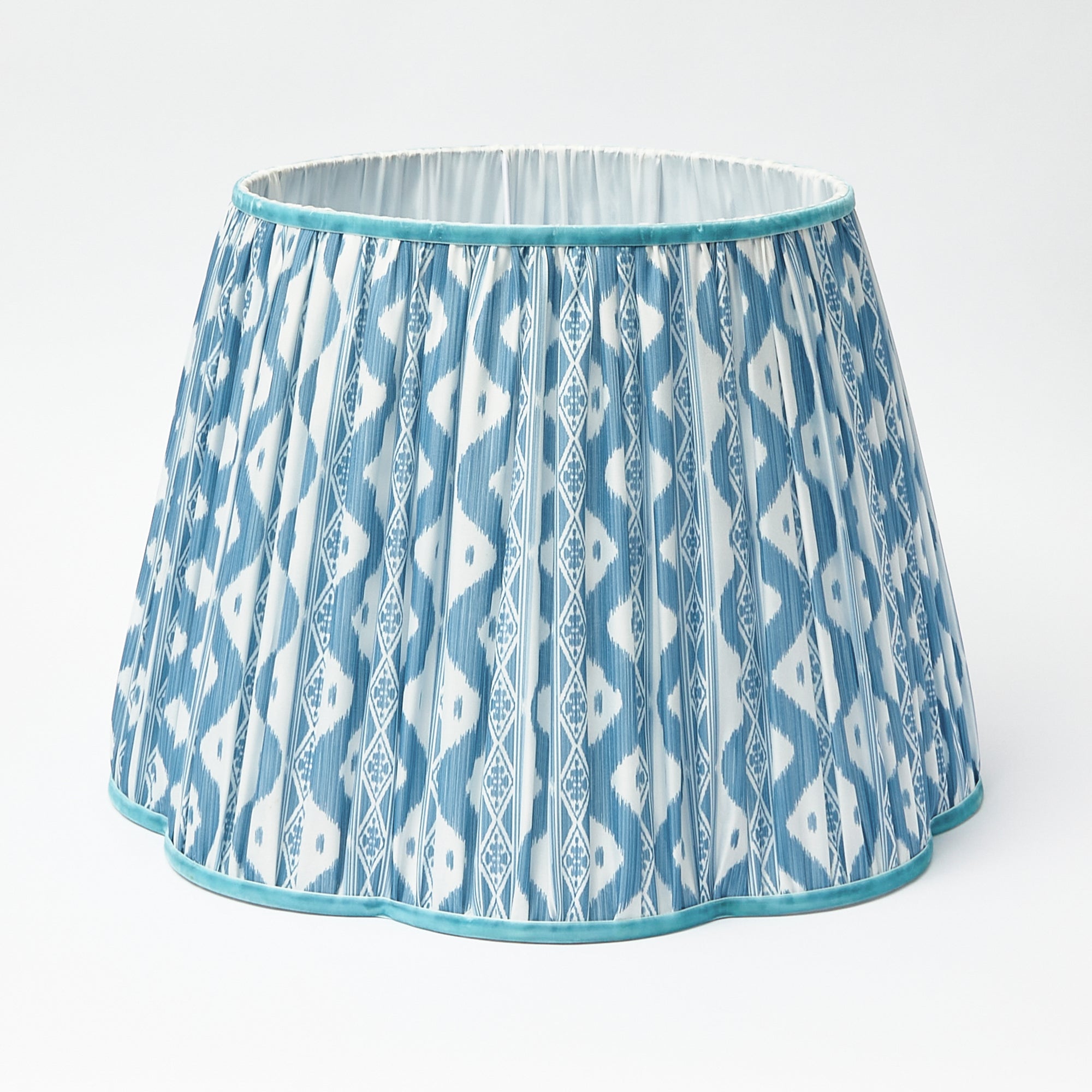 Rattan Brigitte Lamp with Blue Ikat Shade (40cm)