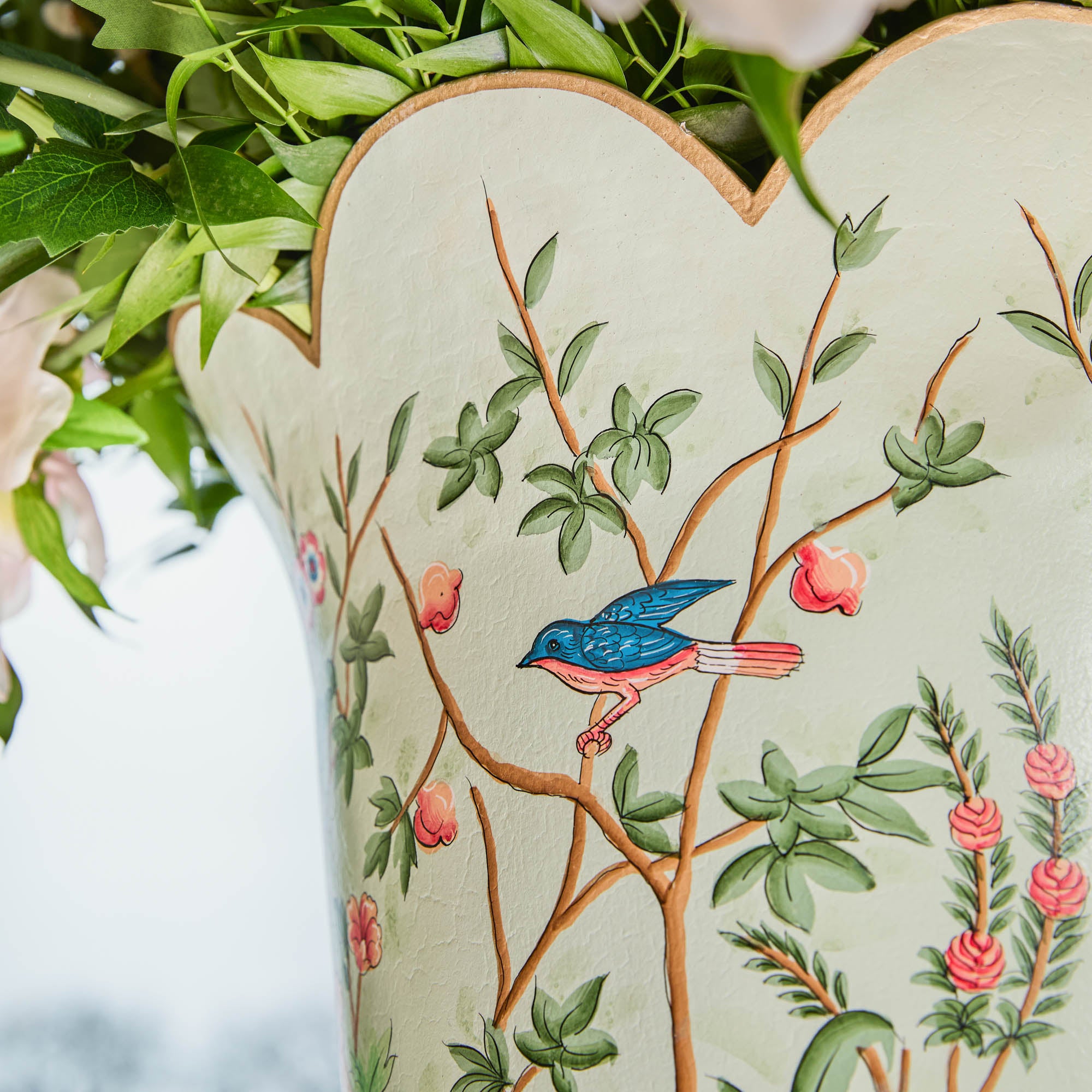 Chinoiserie Tole Urn & Pedestal