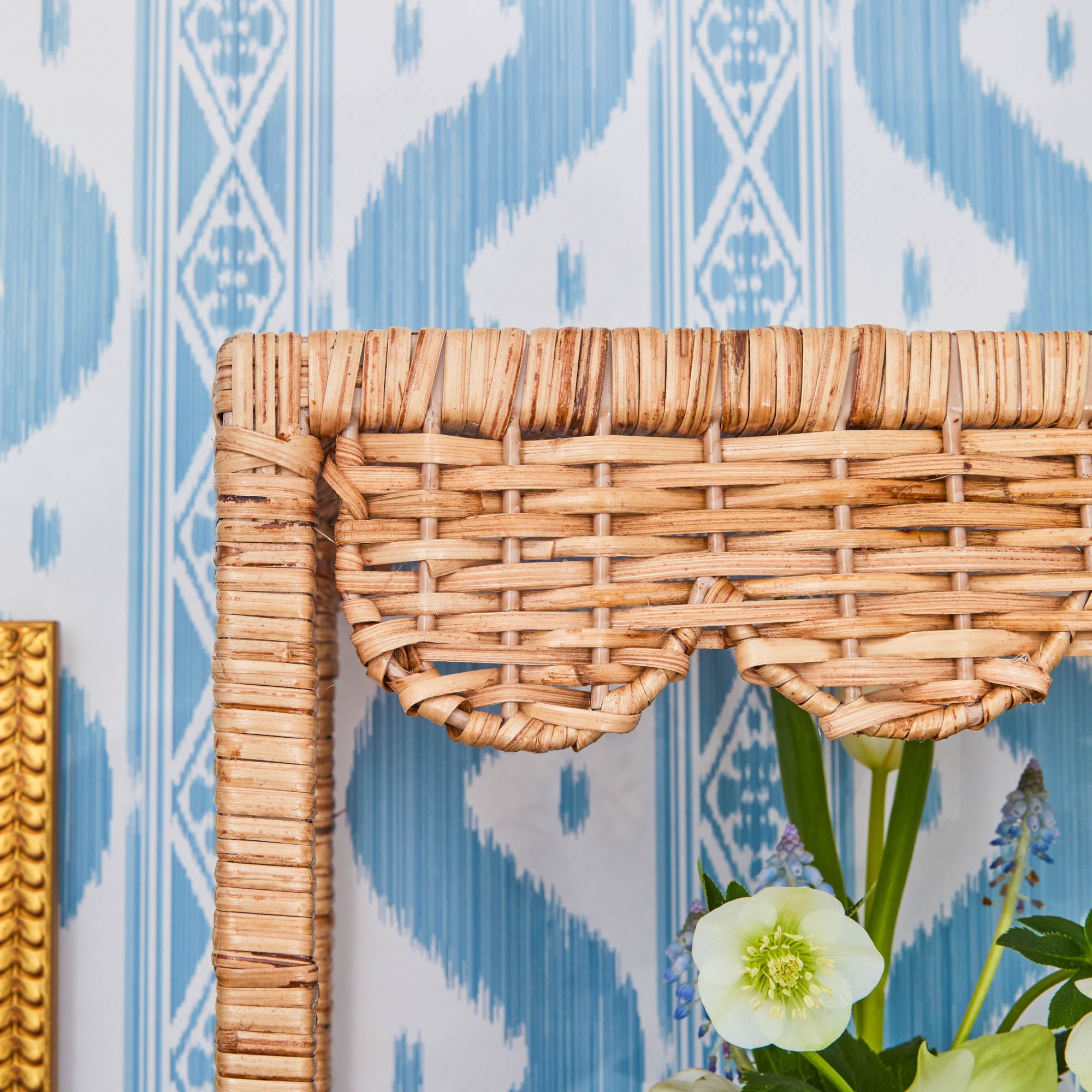 Scalloped Rattan Wall Mounted Shelf