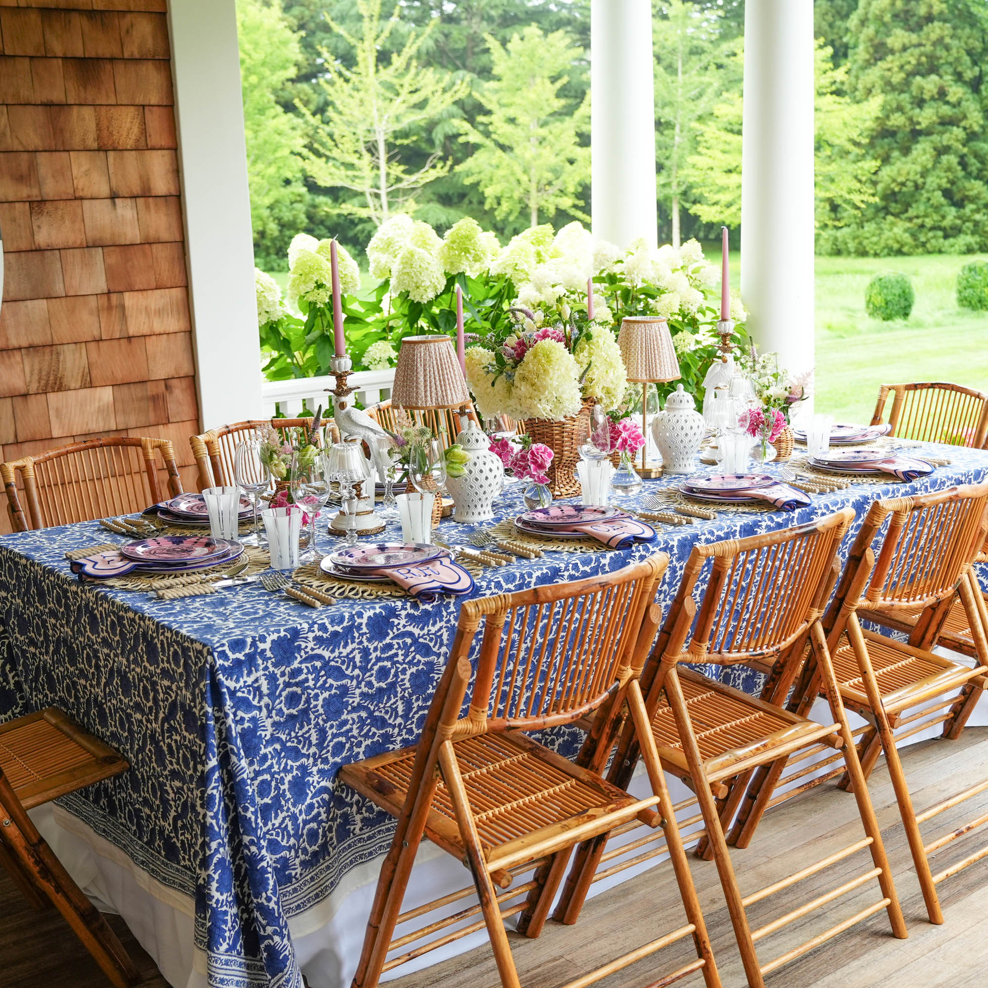 Navy Pheasant Tablecloth