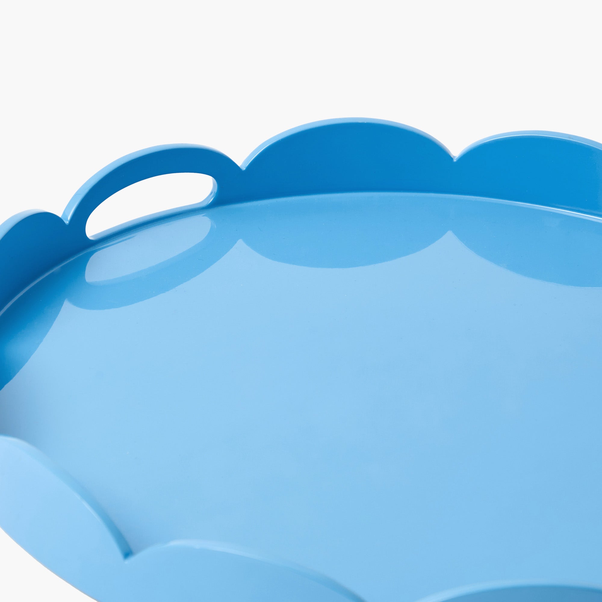 Blue Scalloped Lacquer Round Tray