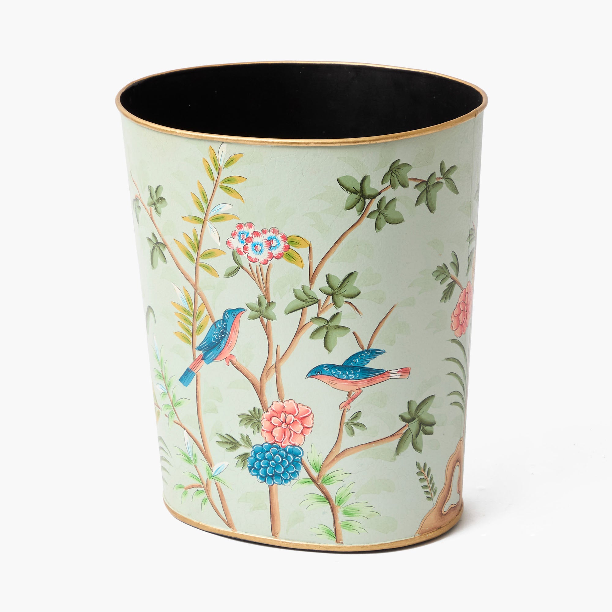 Chinoiserie Oval Tole Waste Paper Bin