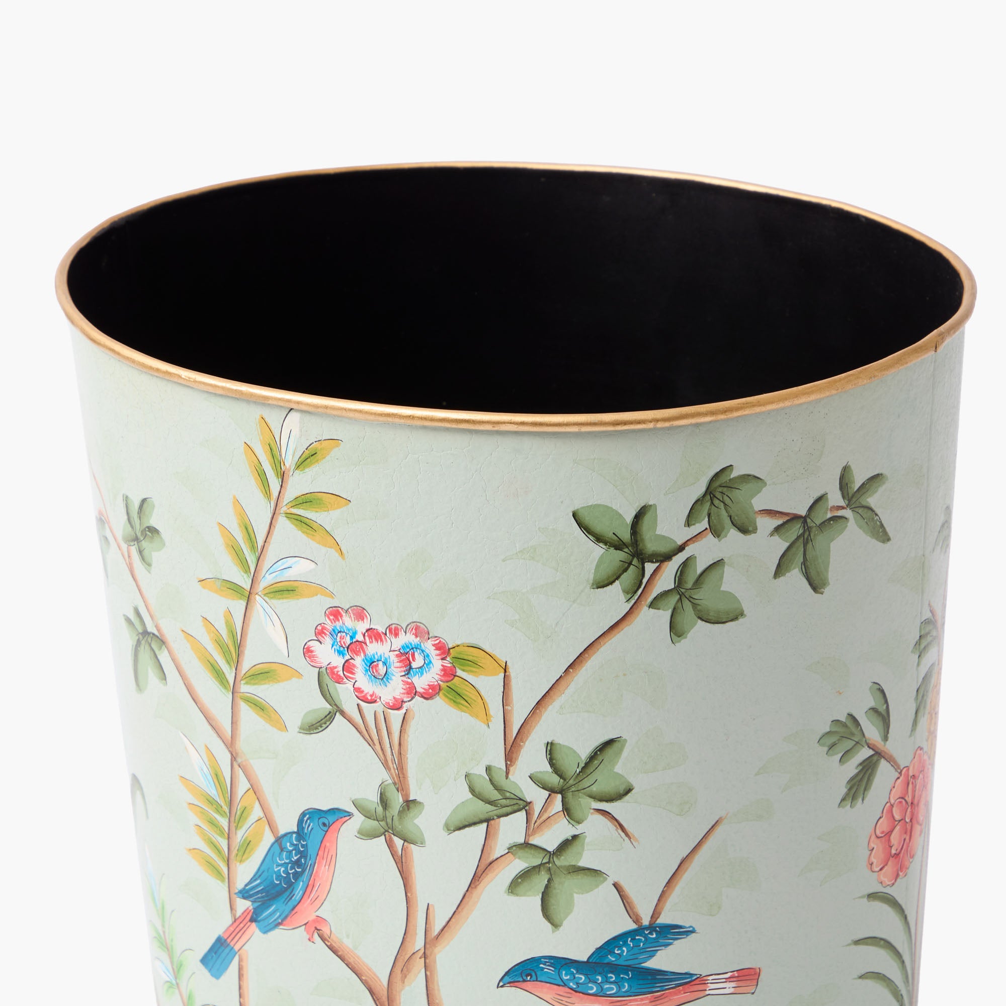 Chinoiserie Oval Tole Waste Paper Bin