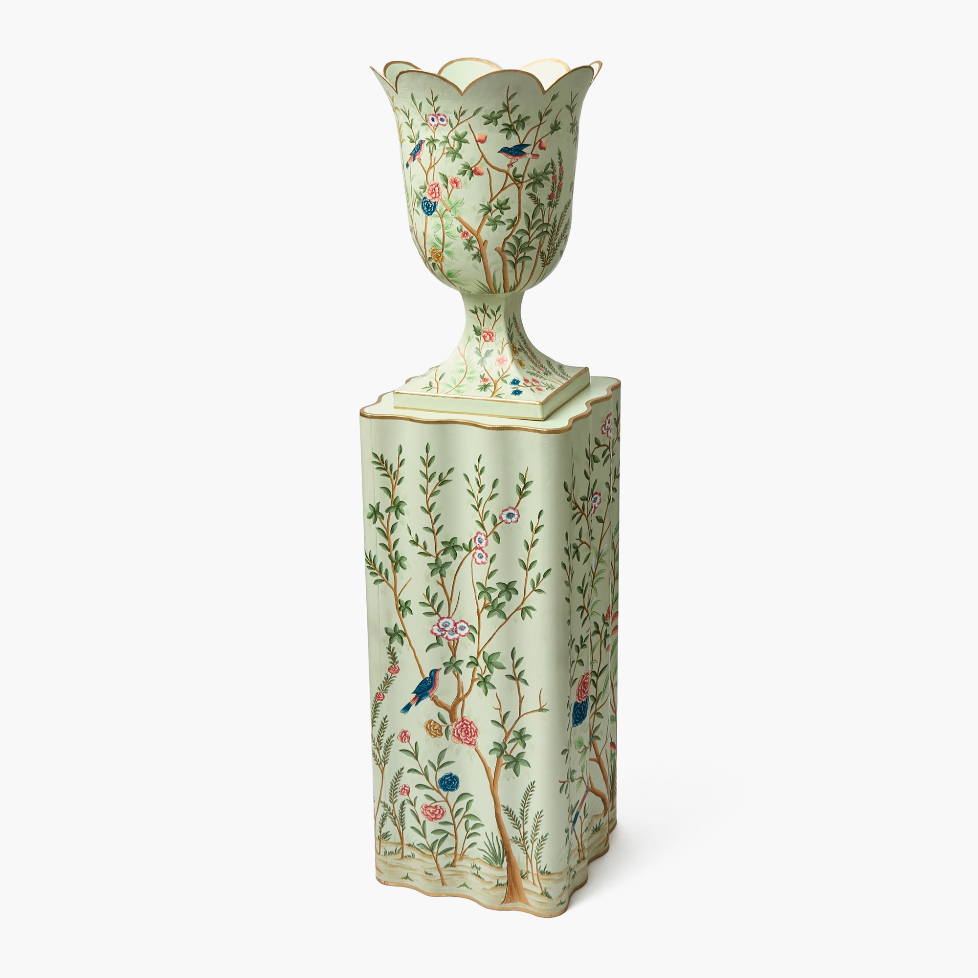 Chinoiserie Tole Urn & Pedestal