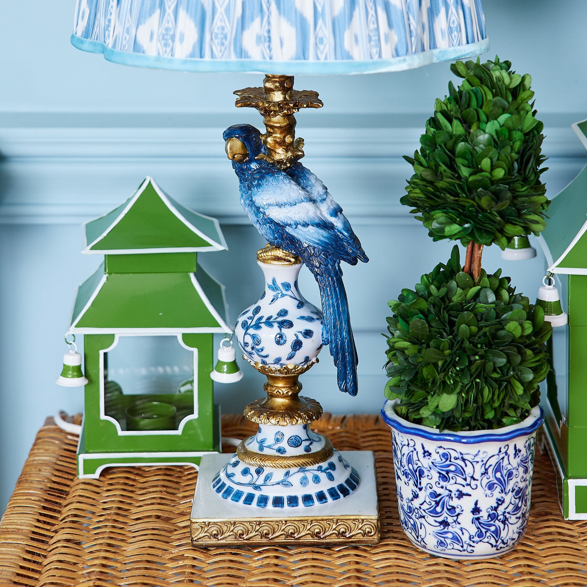 Blue Parrot Lamp Stand