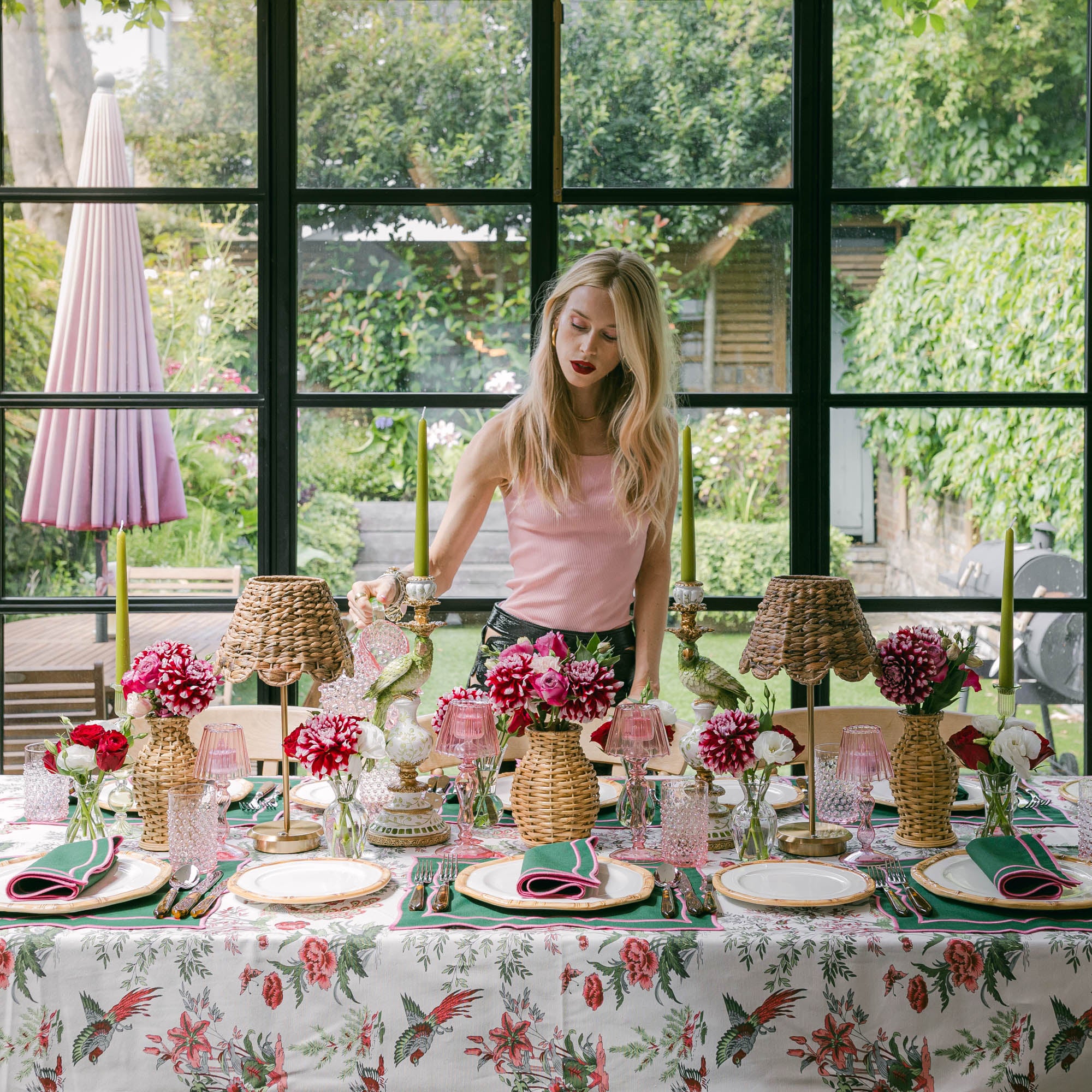 Pink Birdsong Tablecloth