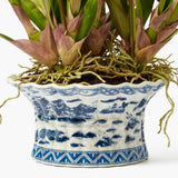 Faux Dancing Lady Orchid in Chinoiserie Planter