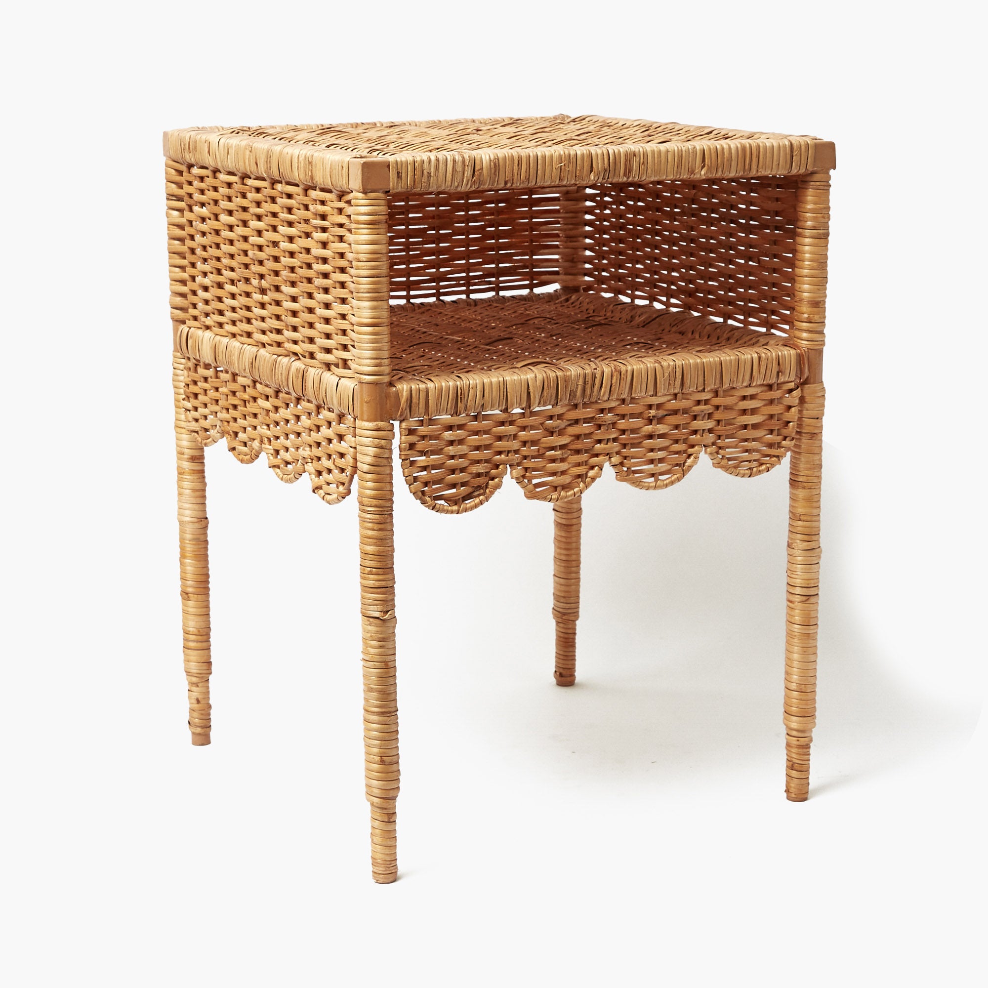 Lara Rattan Scalloped Bedside Table