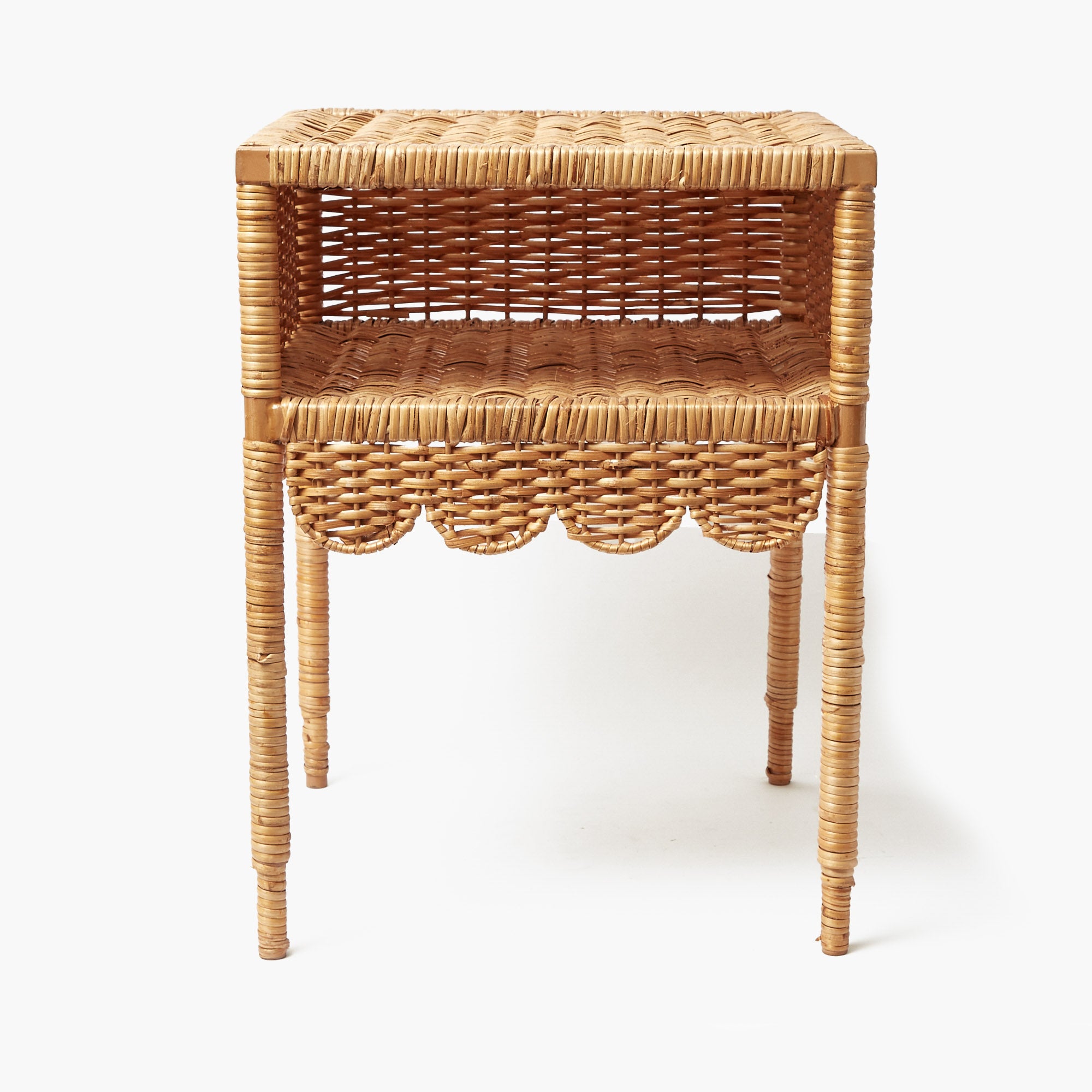 Lara Rattan Scalloped Bedside Table