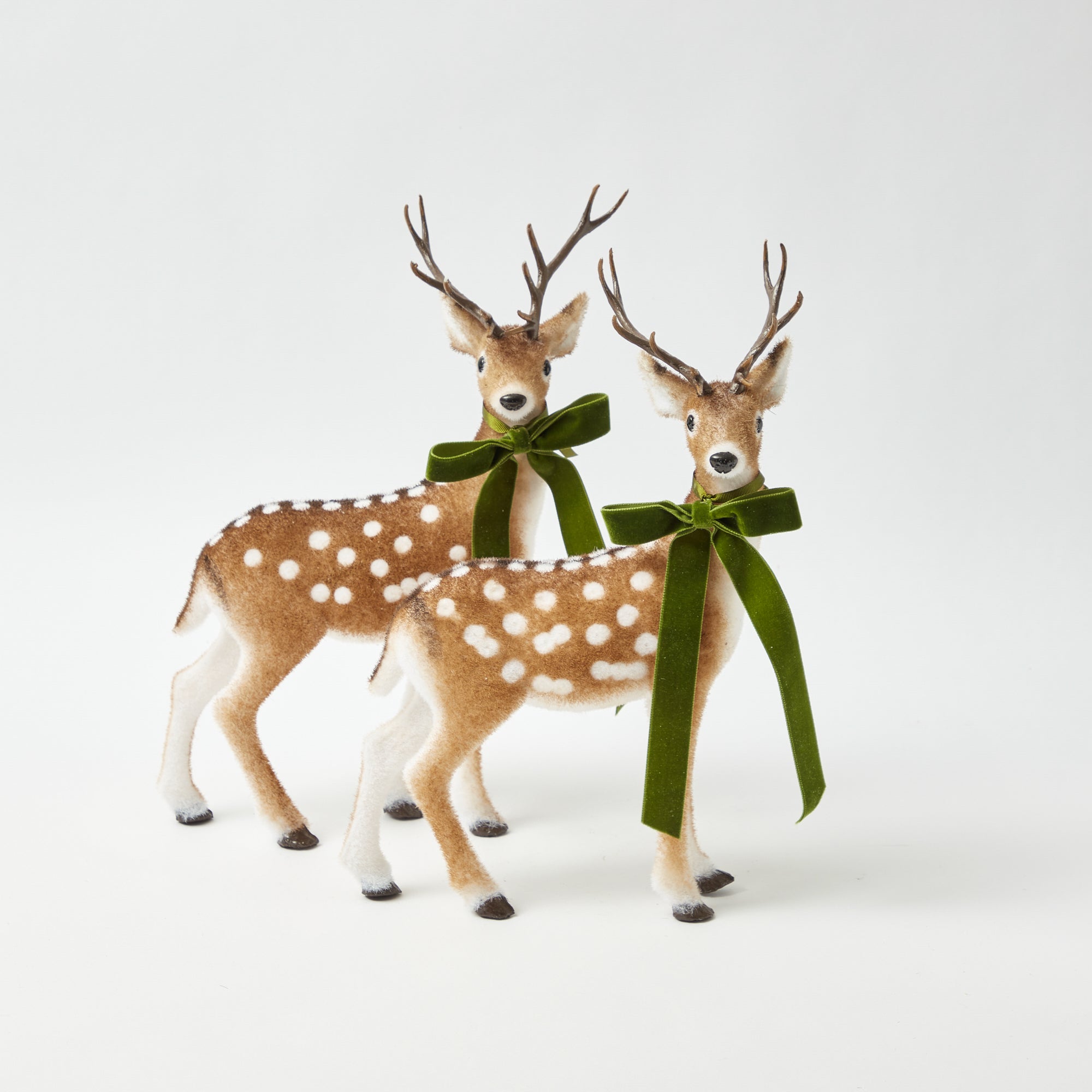 Green Ribboned Spotted Deer (Pair) - 39cm