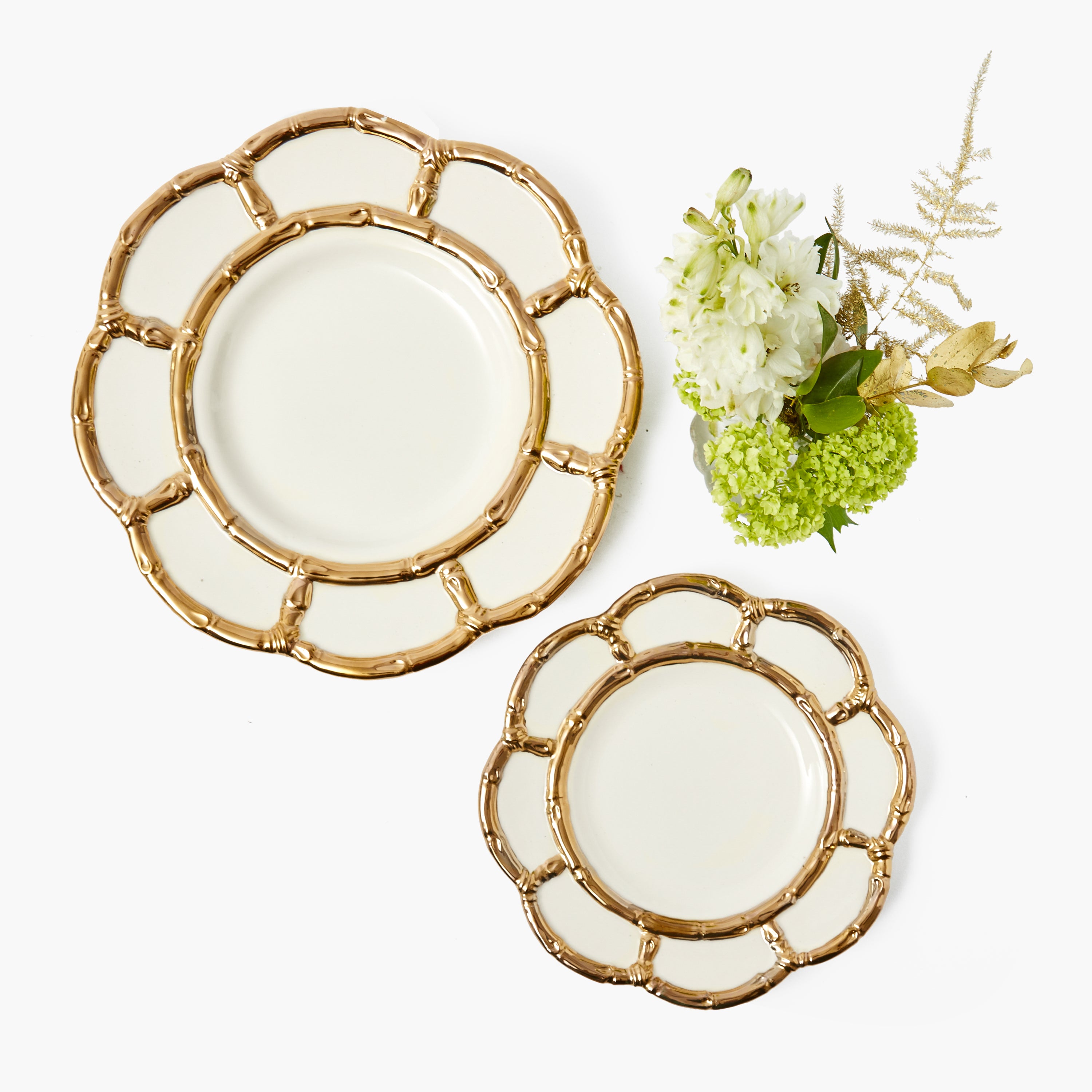 Gold Petal Bamboo Ceramic Starter Plate