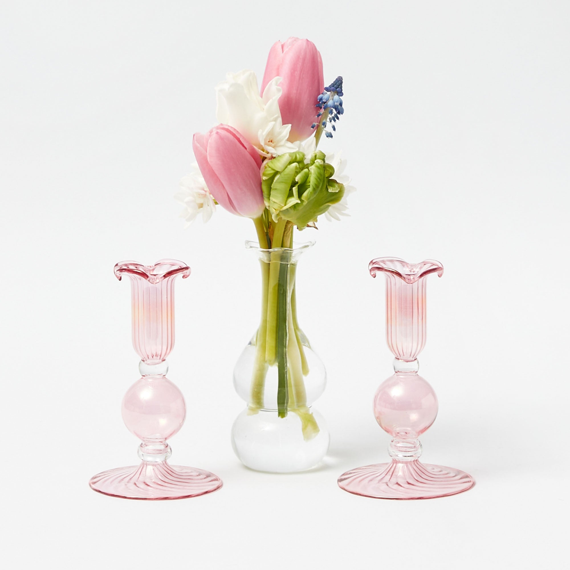 Small Eden Pink Candle Holder (Pair)