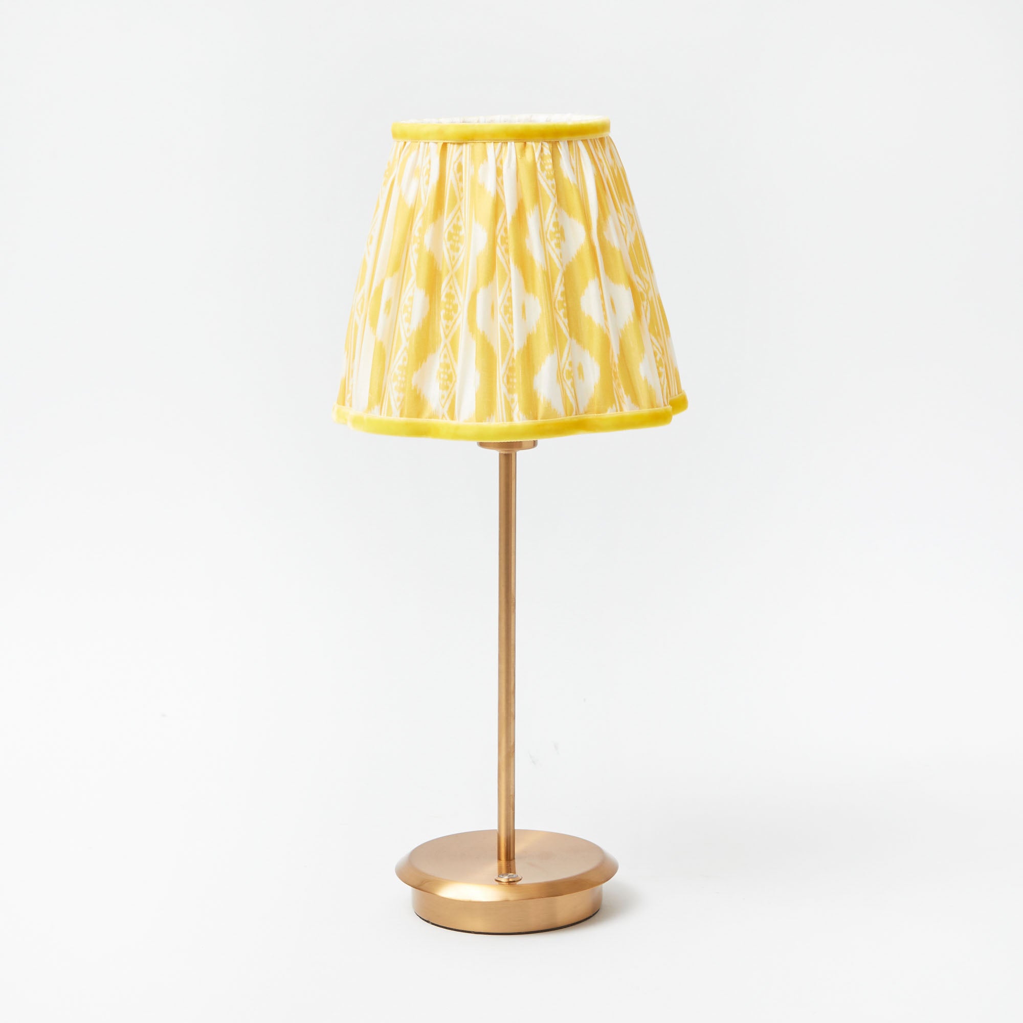 Tall Rechargeable Lamp with Yellow Ikat Shade (18cm)