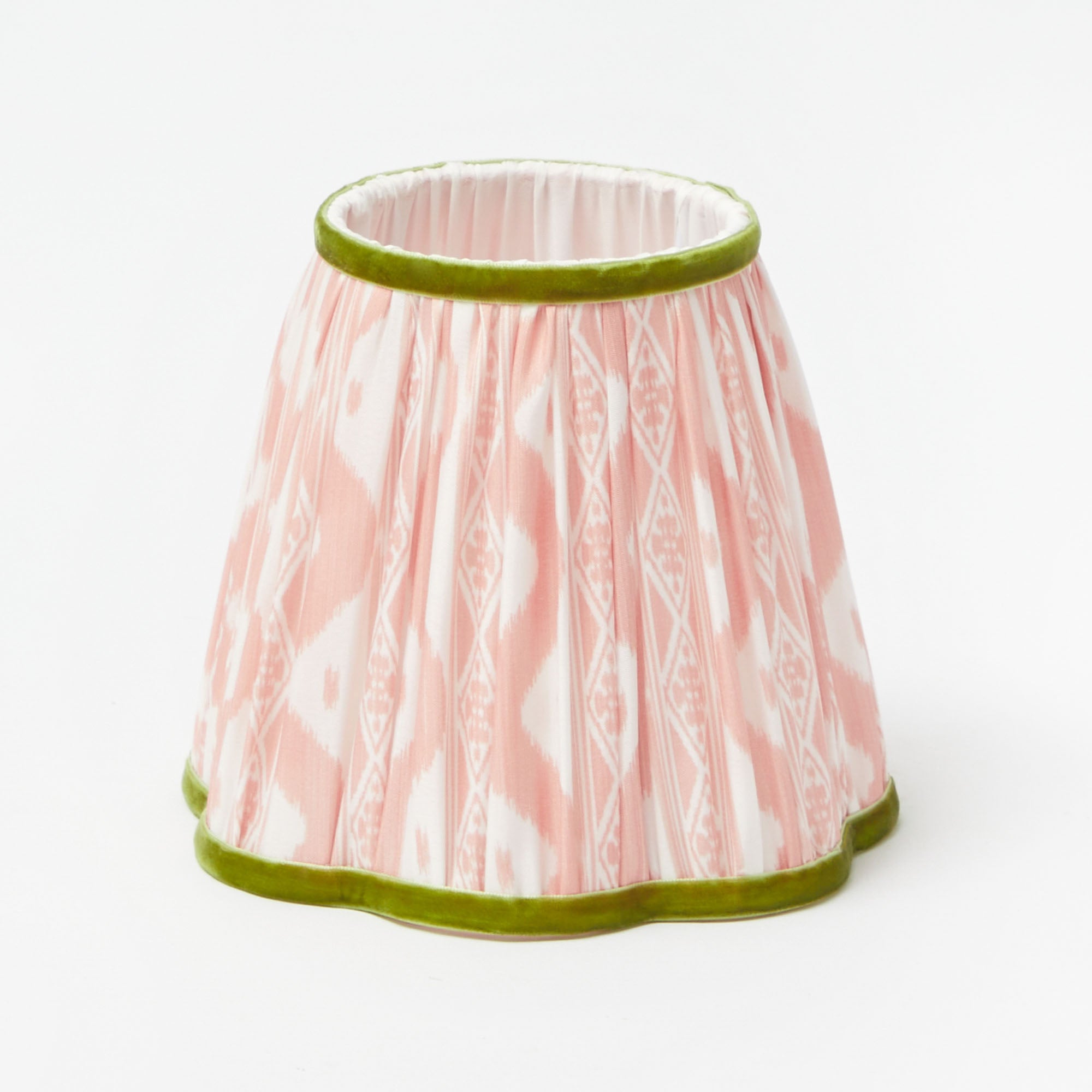 Rattan Bardot Rechargeable Lamp with Pink & Green Ikat Shade (18cm)