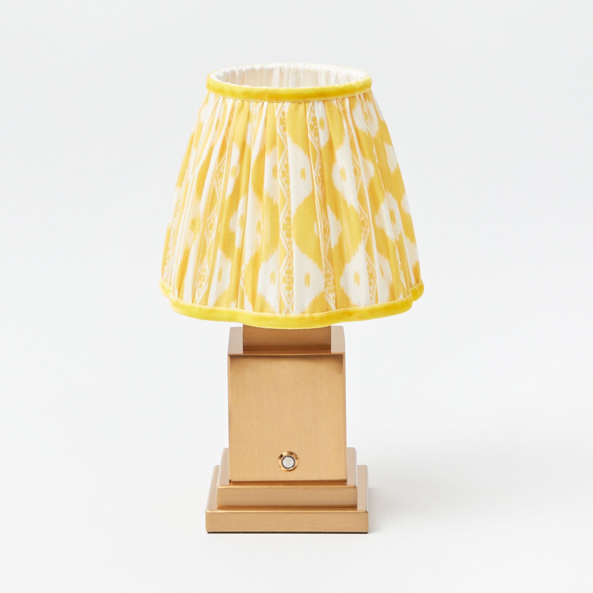 Rechargeable Lamp with Yellow Ikat Shade (18cm)