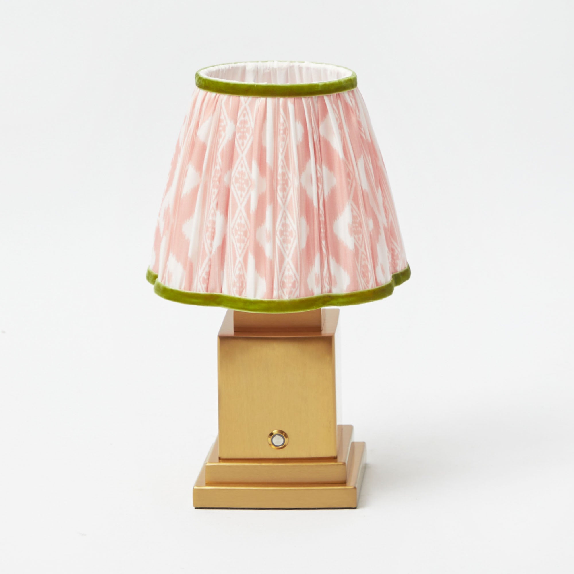 Rechargeable Lamp with Pink & Green Ikat Shade (18cm)