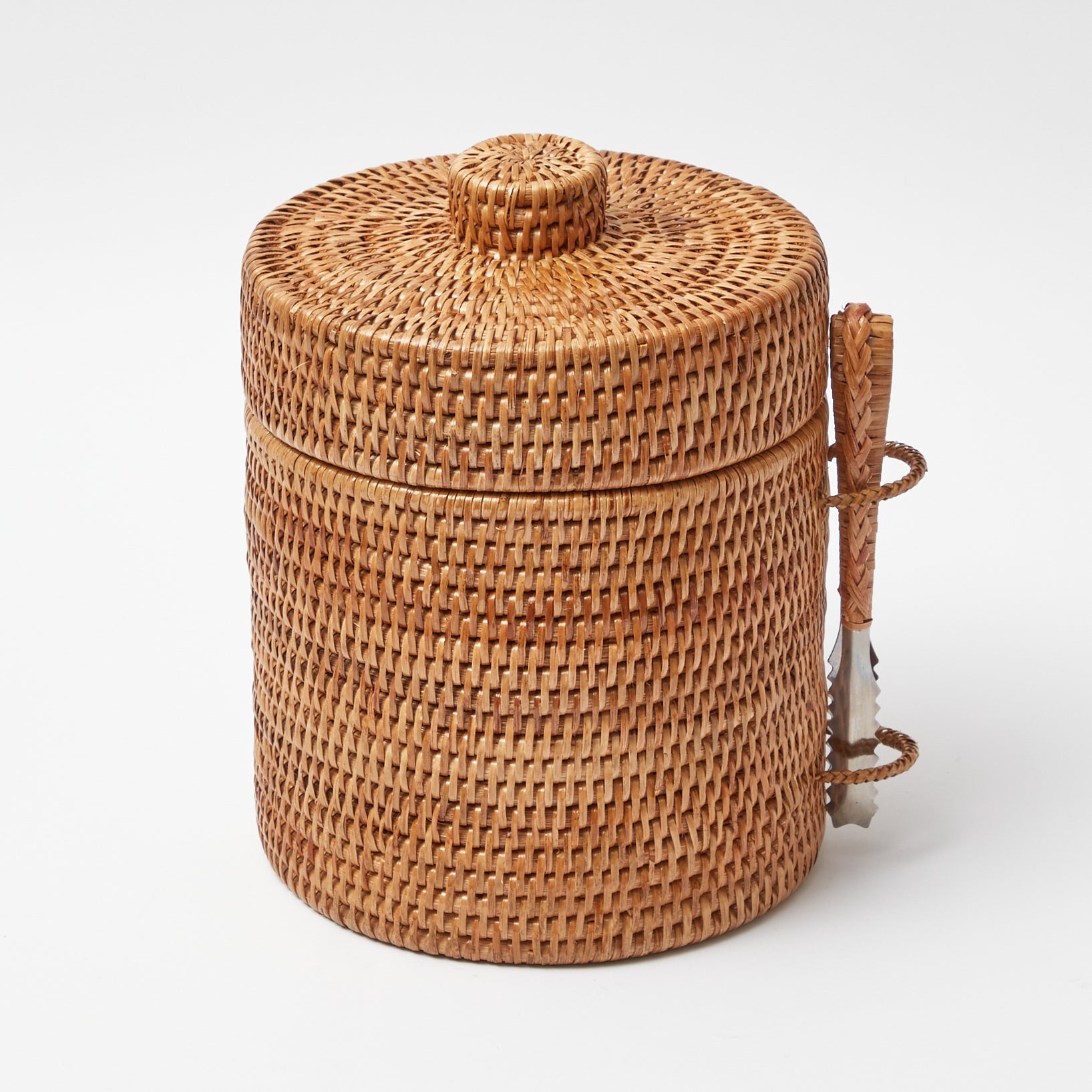 Storied Home 7 in. 1.5 qt. Natural Brown Stainless Steel and Woven Rattan  Ice Bucket with Mango Wood Handle DF5886 - The Home Depot