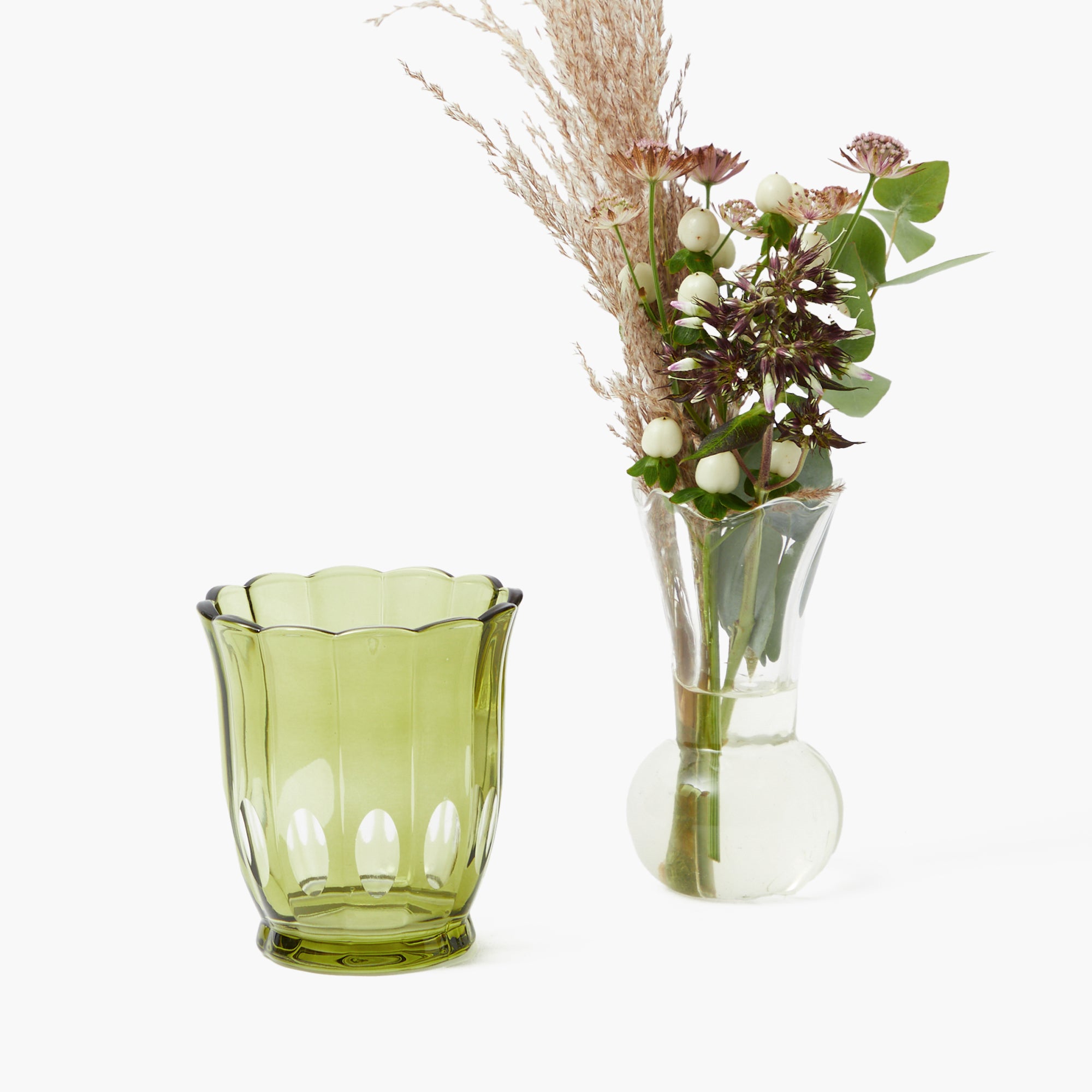 Olive Scalloped Water Glasses (Set of 6)