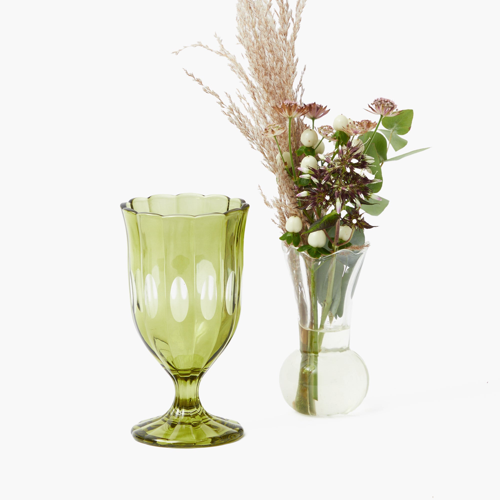 Olive Scalloped Wine Glasses (Set of 6)