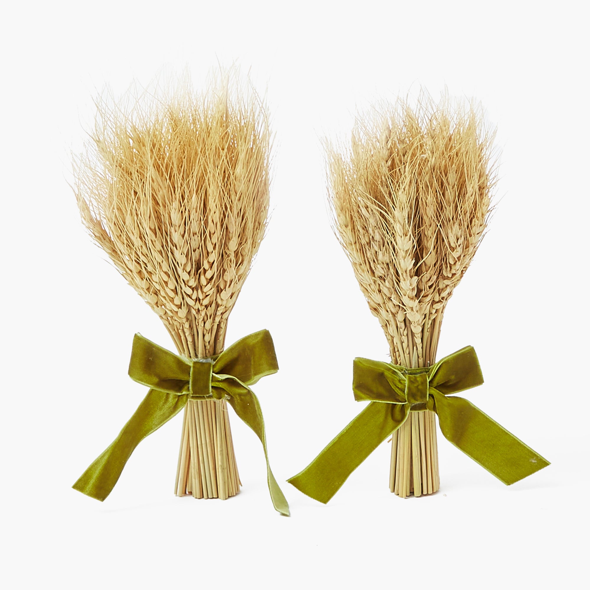 Small Wheat Sheaf with Green Velvet Bow (Pair)