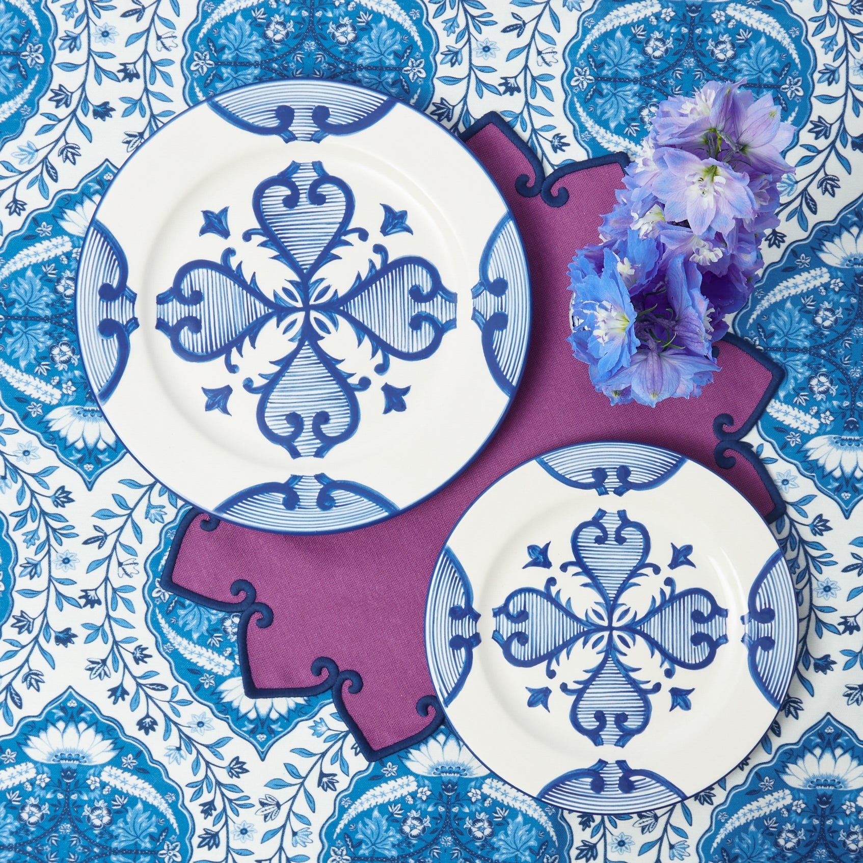 Blue Quatrefoil Starter Plate