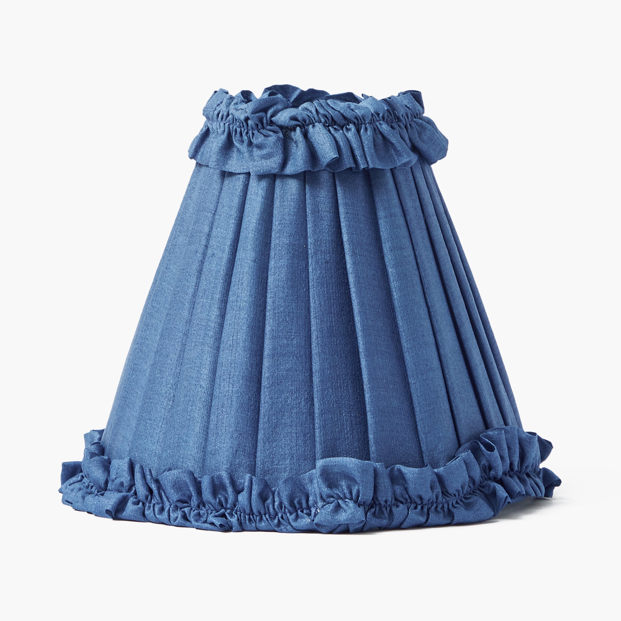 Tall Rechargeable Lamp with Blue Frilled Silk Shade (18cm)