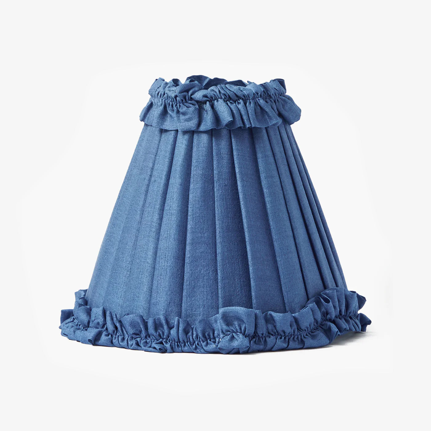 Blue Frilled Silk Lampshade (18cm)