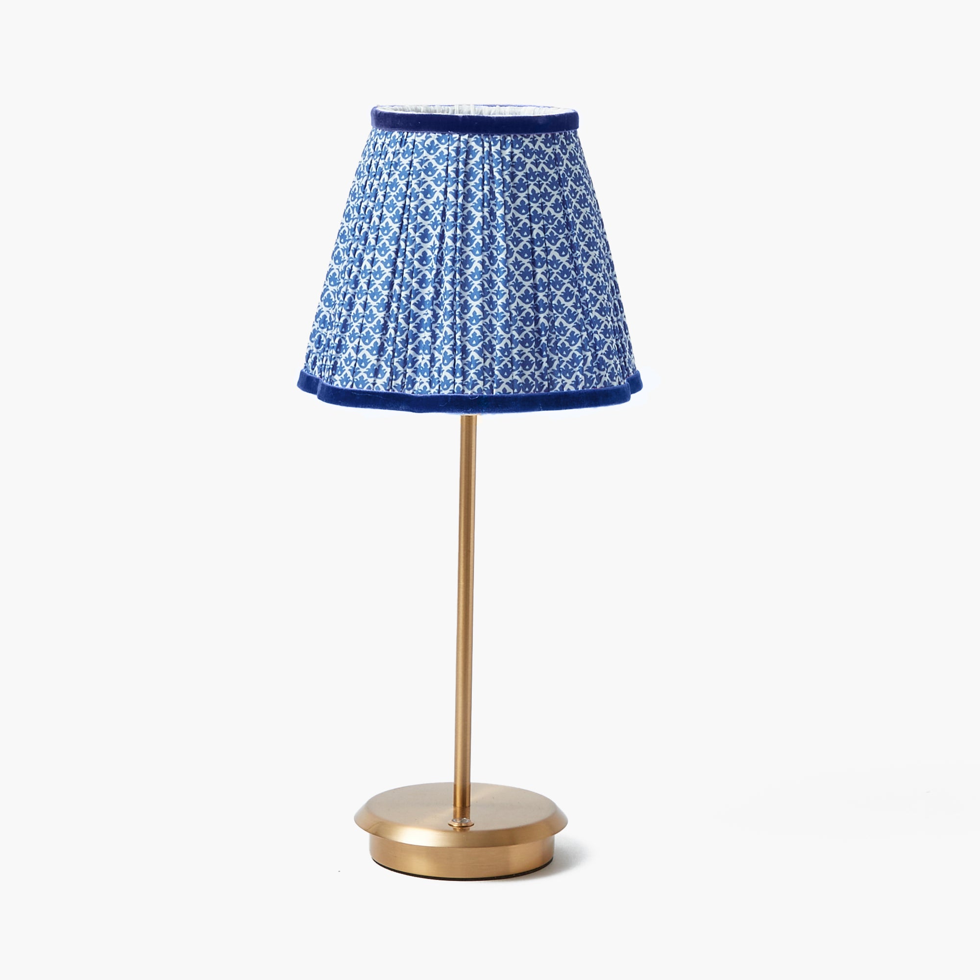 Tall Rechargeable Lamp with Cobalt Lotus Shade (18cm)