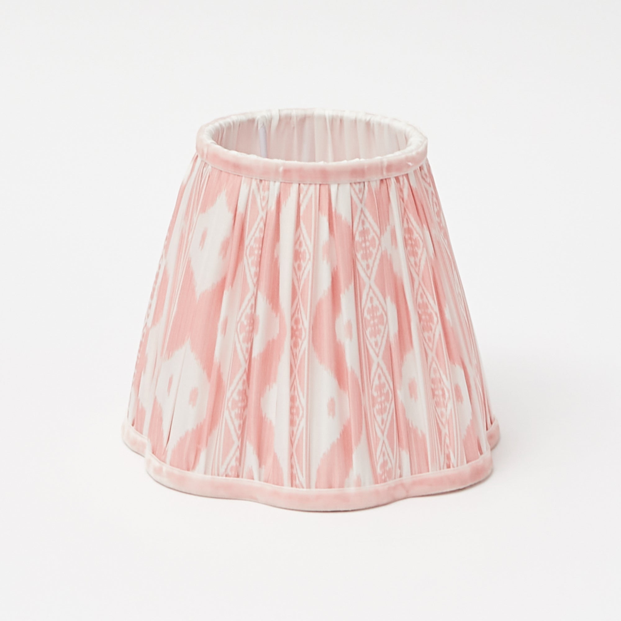 Rattan Ursula Rechargeable Lamp with Pink Ikat Shade (18cm)