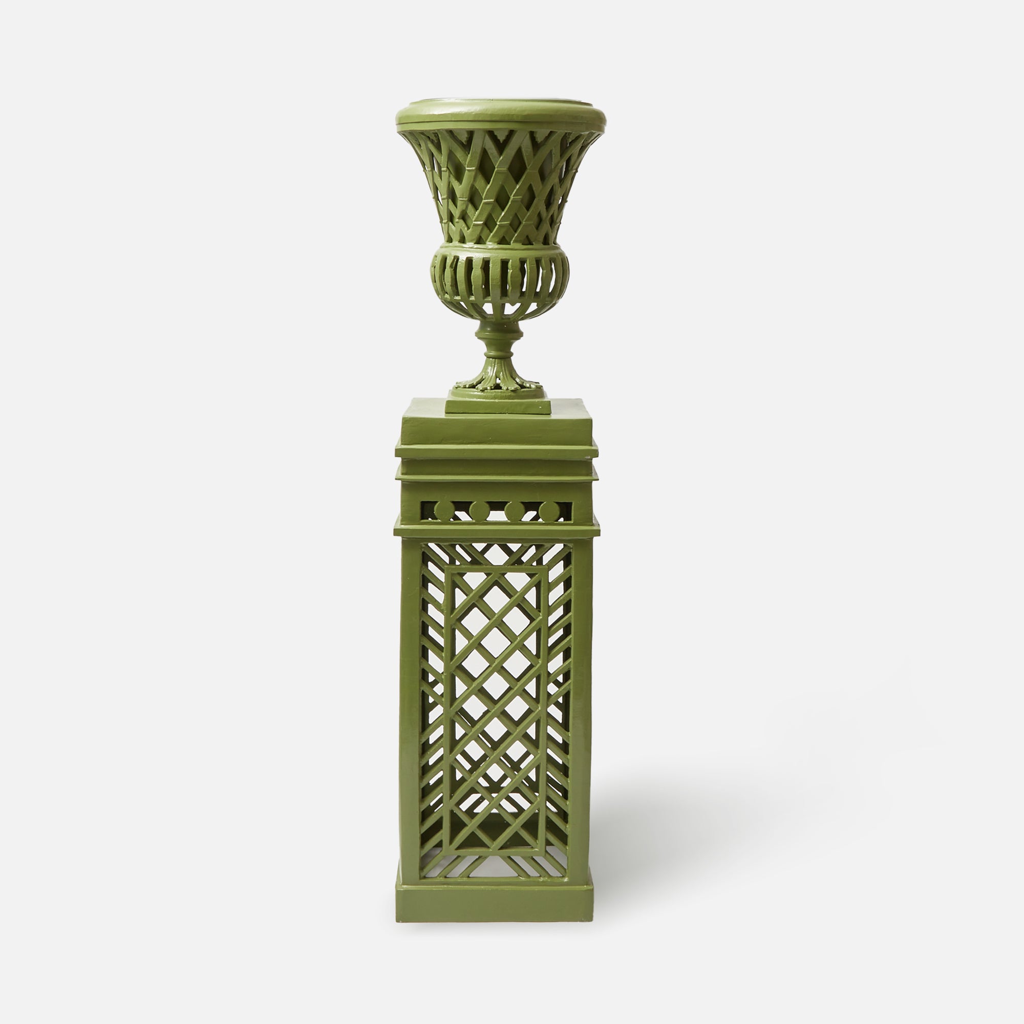 Adelaide Green Lattice Urn & Pedestal