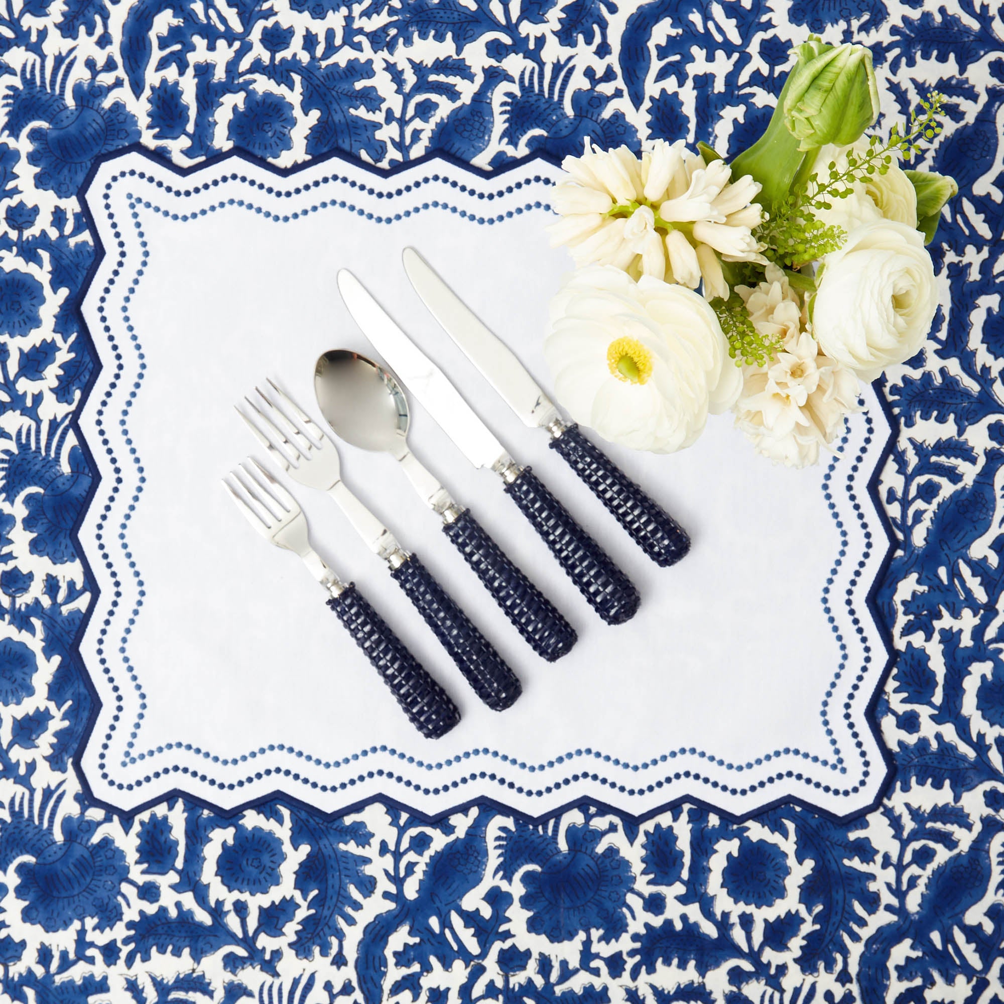 Navy Rattan Cutlery (5 piece)