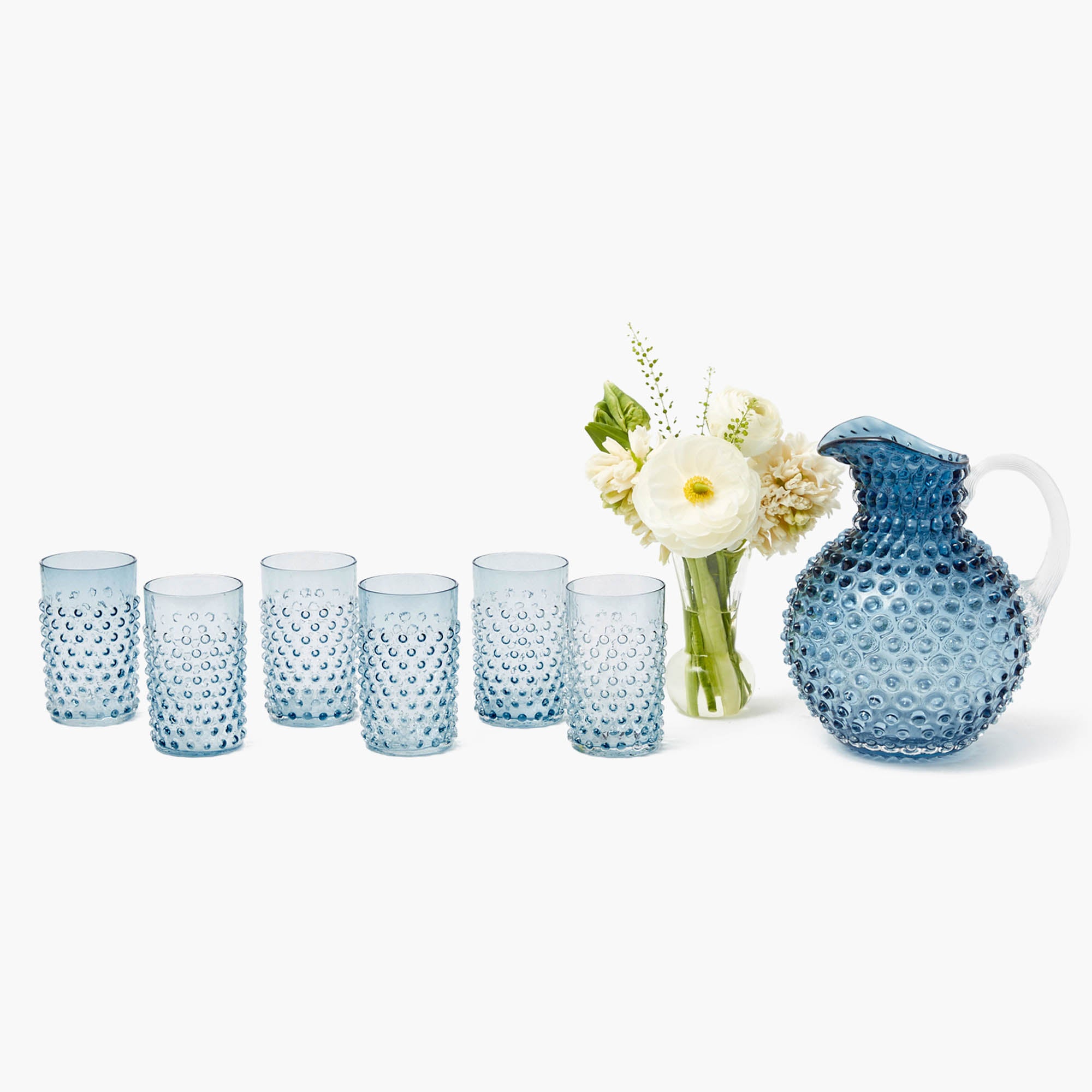 Hobnail Navy Glasses & Jug Set