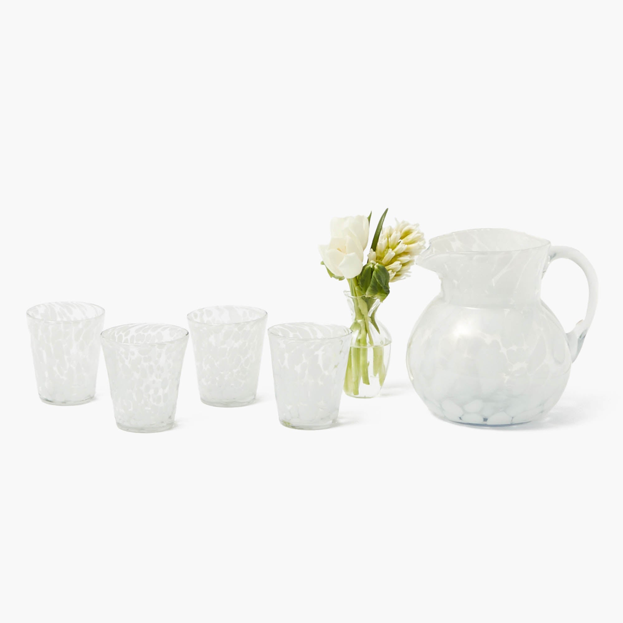 Dappled White Glasses & Jug Set