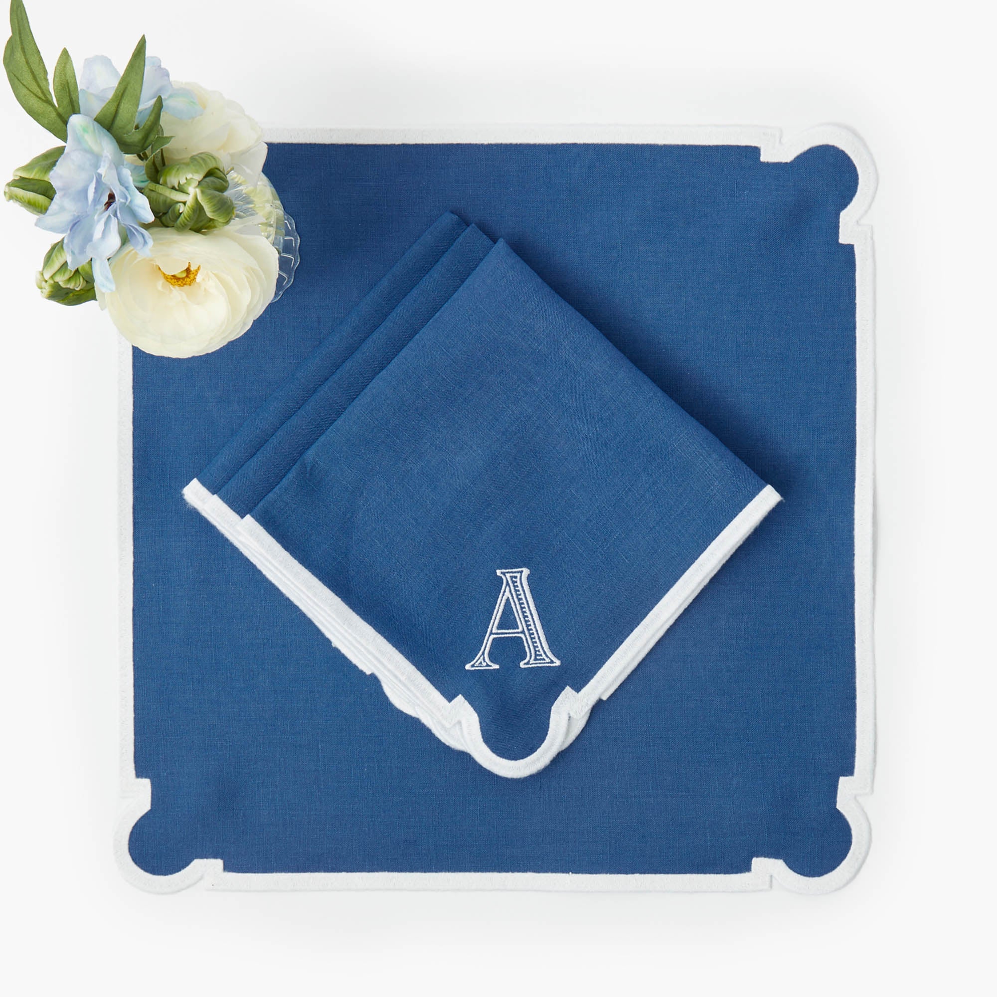 Azure Blue Linen Napkins (Set of 4)